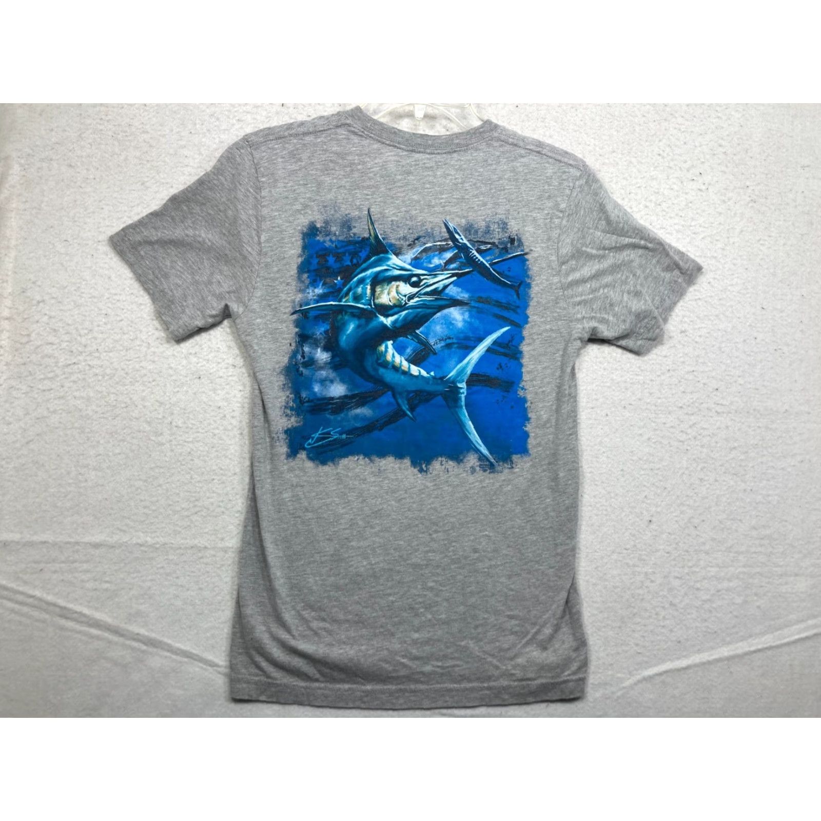 Vintage Huk Shirt Mens Small Grey Crew Deep Sea Fishing Tackle Classic Logo Marlin Size US S / EU 44-46 / 1 - 4 Thumbnail
