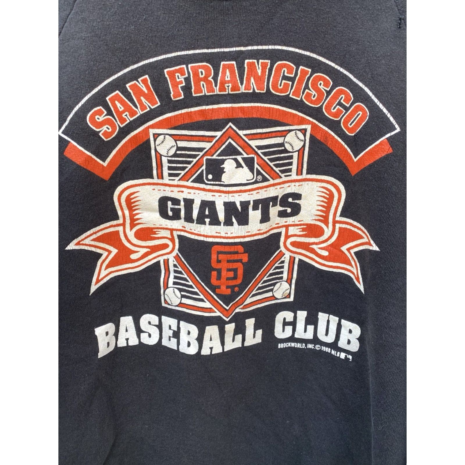 Vintage VINTAGE San Francisco Giants Baseball Raglan Sweatshirt Sweater XL Black Cotton Blend Long Sleeve Graphic Print 80s Mens Sweatshirt Size US XL / EU 56 / 4 - 3 Thumbnail