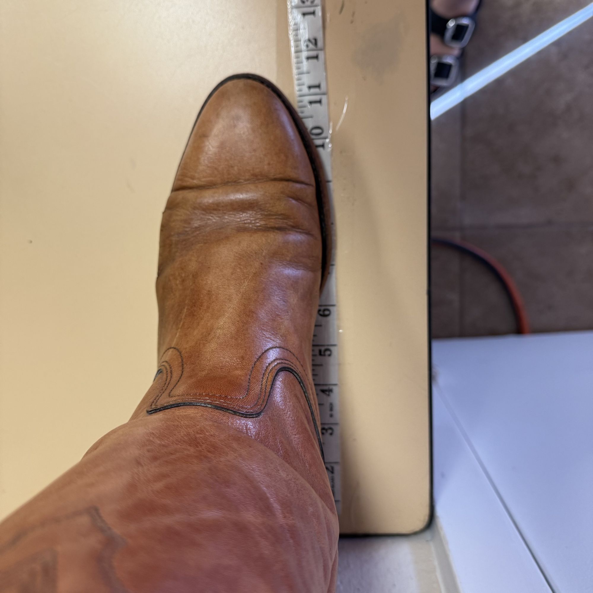 Frye Vtg FRYE COGNAC Leather Distressed Cowboy Western Boots Size US 9 / EU 42 - 9 Thumbnail