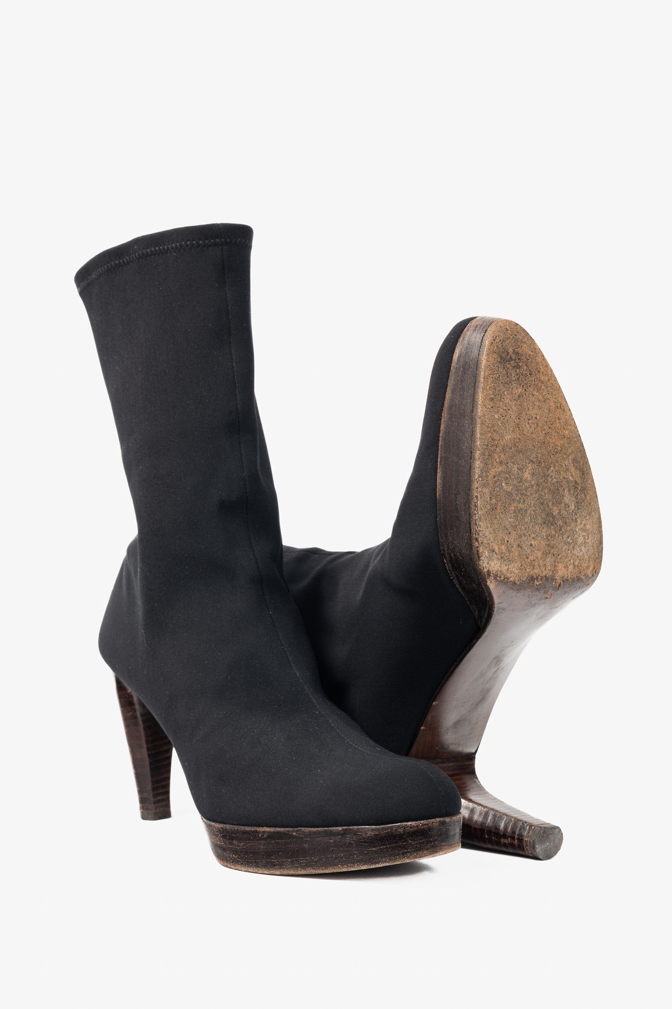 Stuart Weitzman Stuart Weitzman Em Black Sock Platform Boots Size US 9.5 / IT 39.5 - 4 Thumbnail