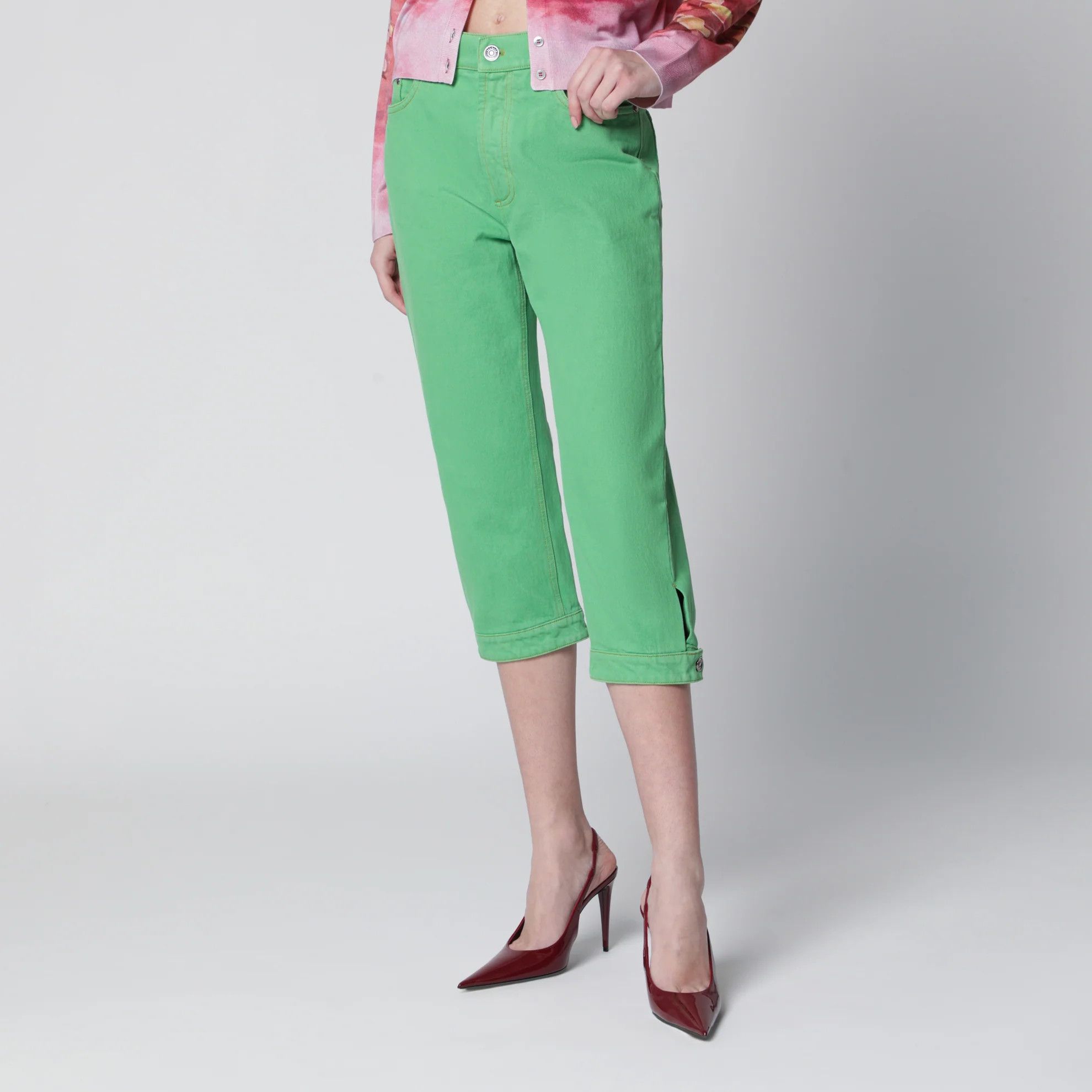 Versace o1d2blof0426 Capri Jeans in Green Size 27" / US 4 / IT 40 - 3 Thumbnail