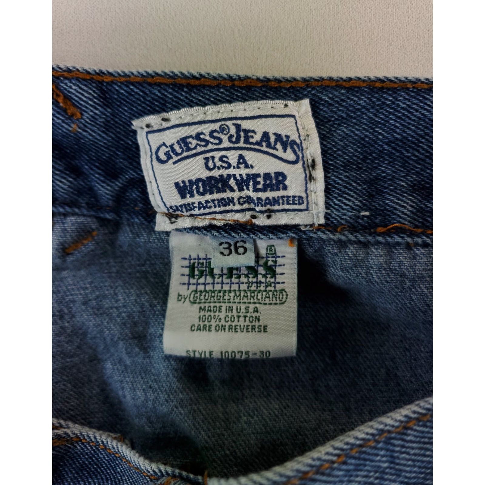 Guess VINTAGE Guess Jeans VTG 90s Carpenter Made USA Blue Baggy Mens 36 Wide-Leg 36x32 Official USA Made Mens Baggy Carpenters Jeans Size US 36 / EU 52 - 2 Thumbnail