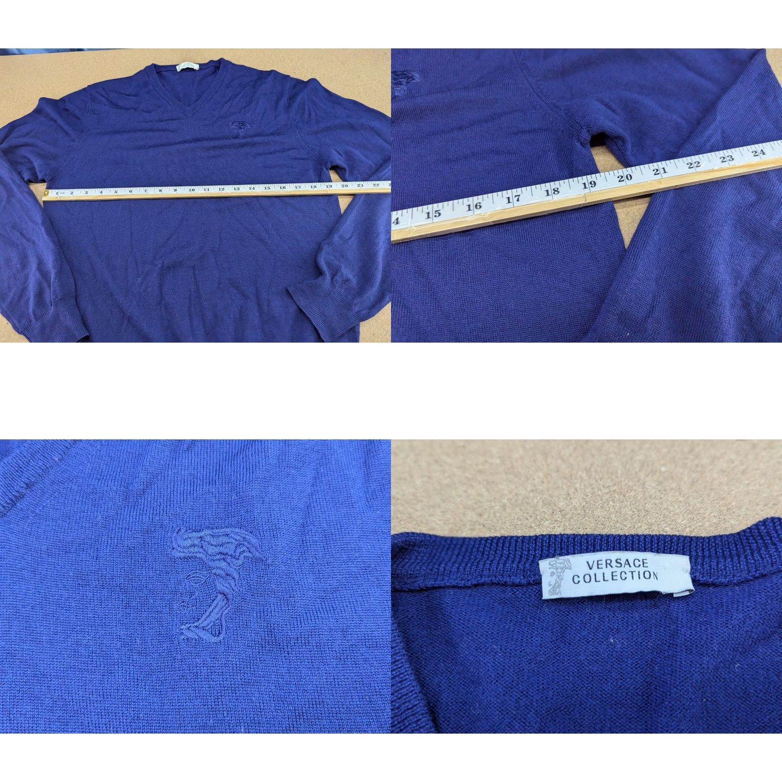 Vintage Versace Collection Mens Wool Sweater XL Blue V-Neck Knit Pullover Shirt Jumper? Size US XL / EU 56 / 4 - 8 Thumbnail