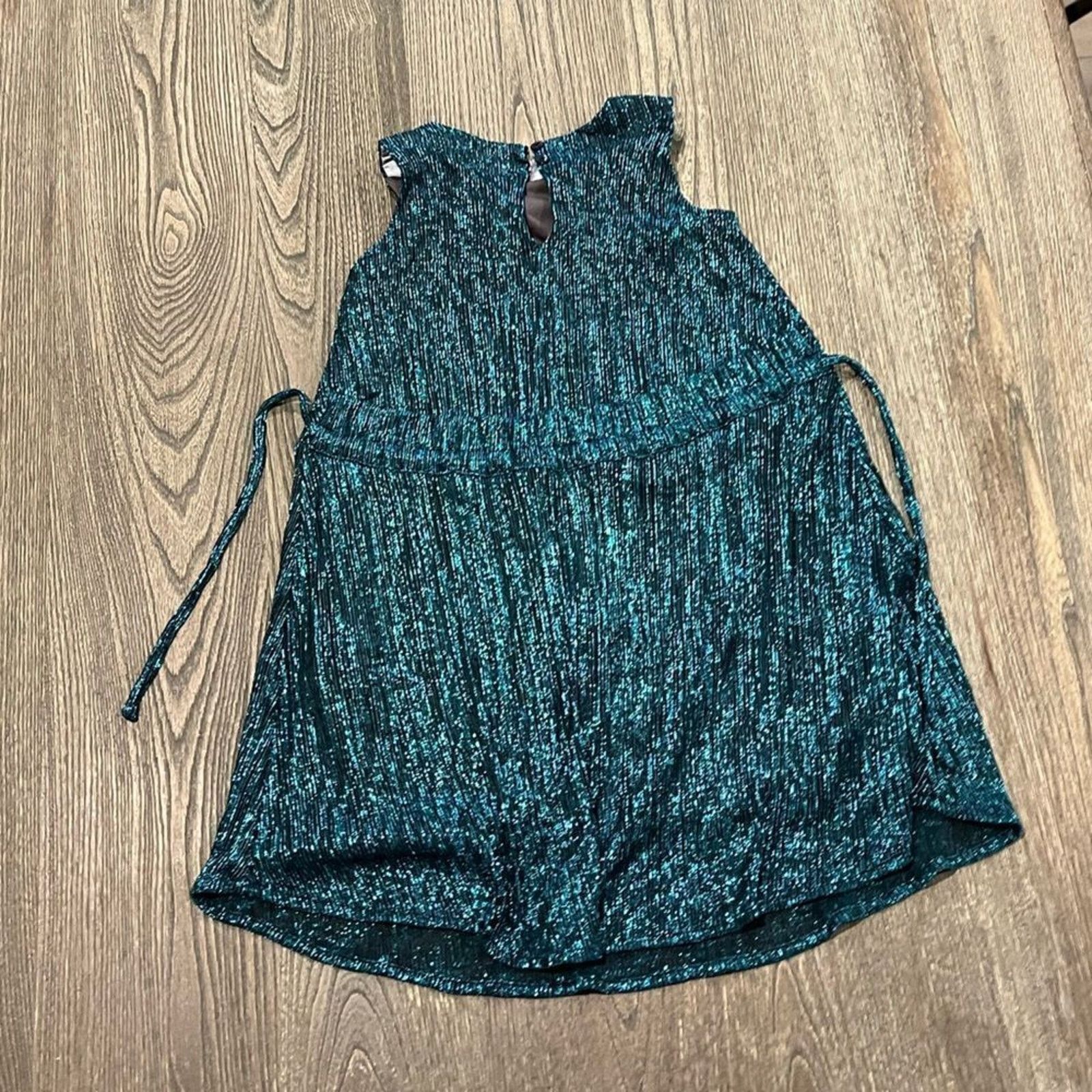 Vintage Isobella & Chloe Girls Metallic Dress Side Tie Size 6 Size M / US 6-8 / IT 42-44 - 2 Thumbnail