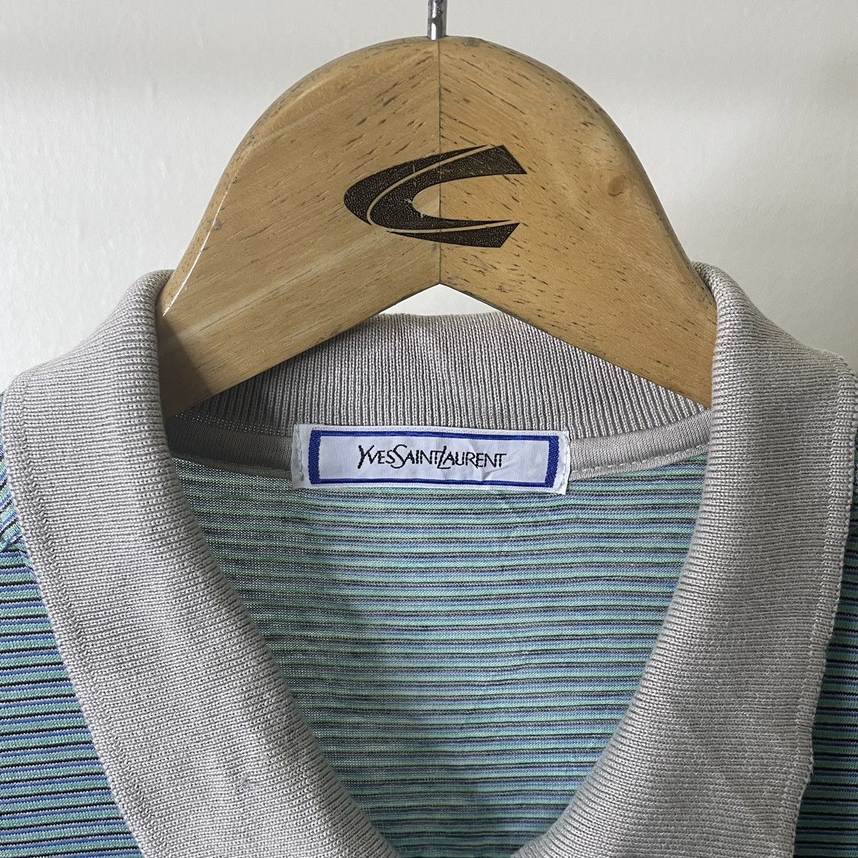 Vintage × Yves Saint Laurent Vintage YSL Stripes Polo T Shirt Size US L / EU 52-54 / 3 - 3 Thumbnail