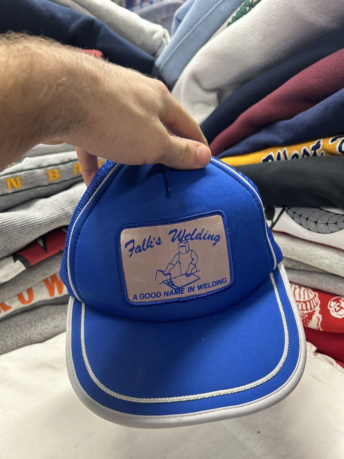Vintage Crazy Vintage 90s Skater Grunge Blue Trucker Snapback Hat Size ONE SIZE - 2 Thumbnail
