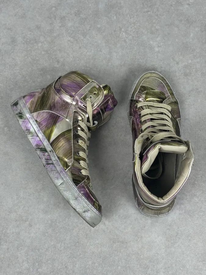 Maison Margiela MM6 Maison Margiela Purple Metallic Leather High Sneakers Size US 8 / IT 38 - 10 Thumbnail