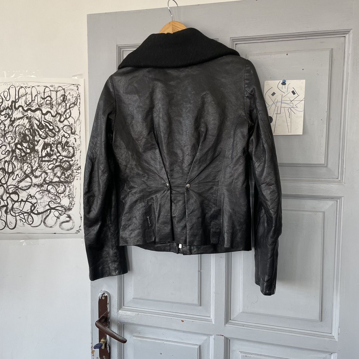 Armani × Vintage Vintage Armani Jeans 00’s Avantgarde Leather Jacket Size S / US 4 / IT 40 - 6 Thumbnail