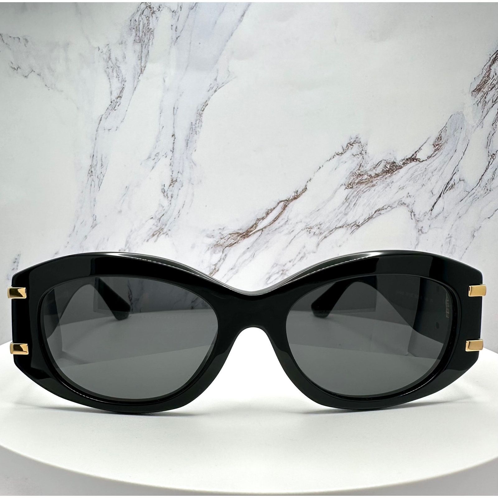 Dolce & Gabbana New Dolce & Gabbana Sunglasses Black Oval Acetate Gold Metal Size ONE SIZE - 2 Thumbnail