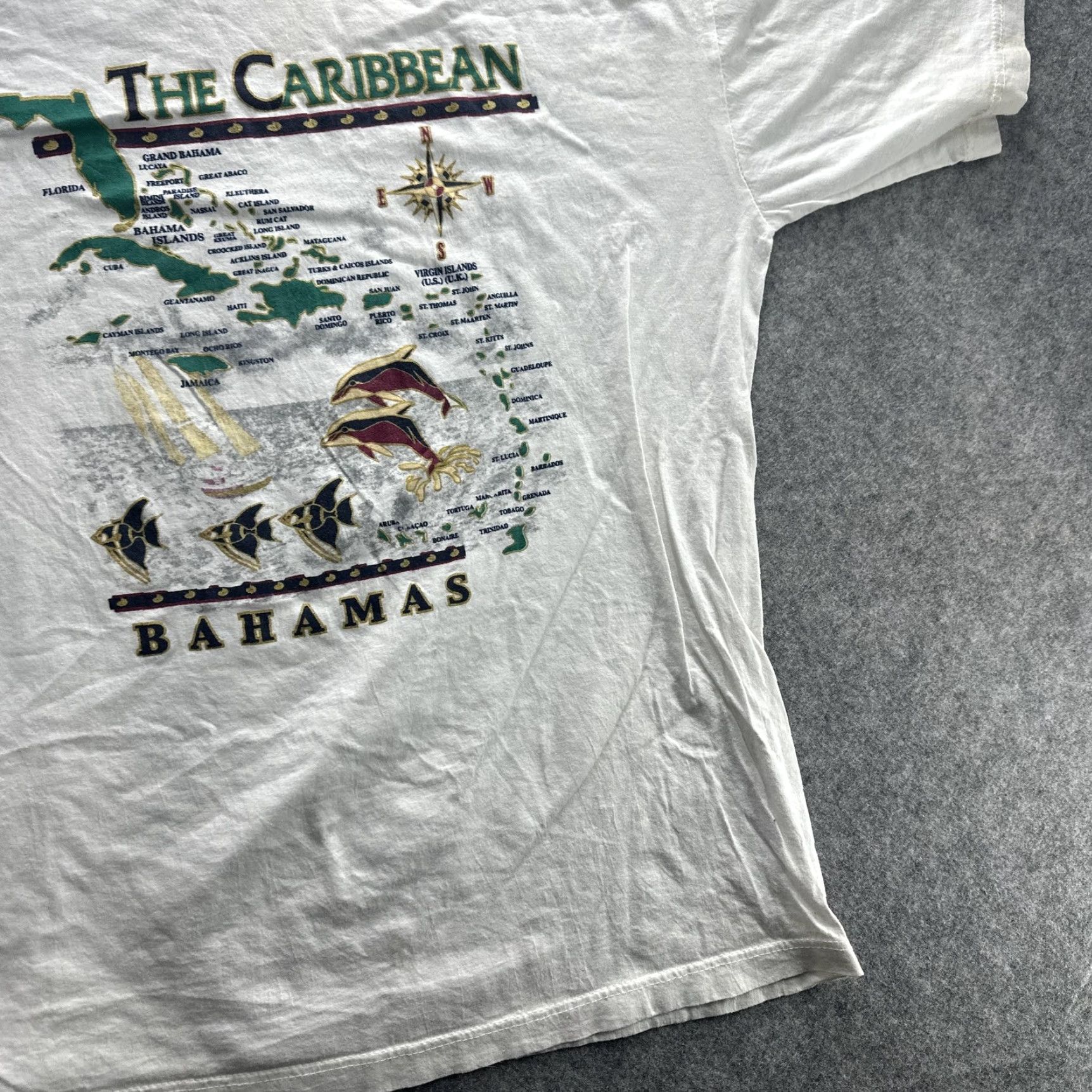 Vintage VINTAGE Bahamas Caribbean Shirt Mens XL White Map Graphic Tee 90s T-Shirt Travel Graphic Print Mens XL/White/Bahamas Map 90s Size US XL / EU 56 / 4 - 5 Thumbnail