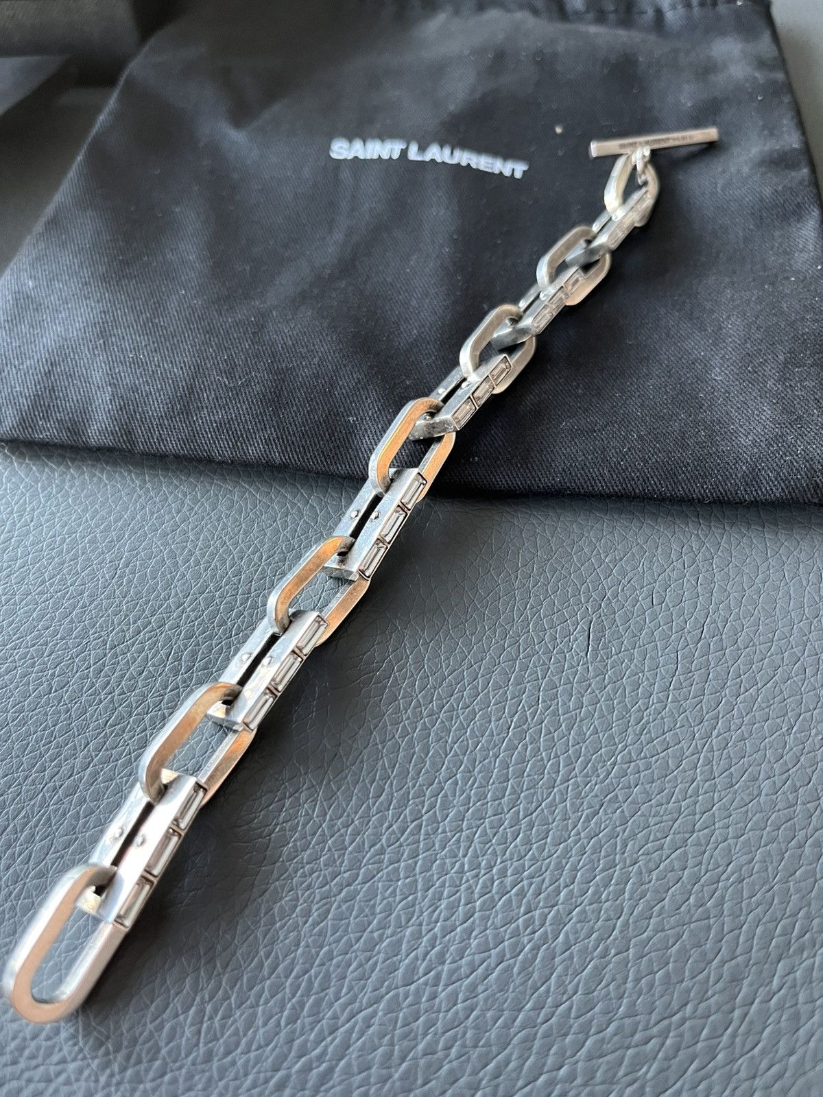 Saint Laurent Paris Saint Laurent Runway Brass Metal Distressed Punk Bracelet Size ONE SIZE - 10 Thumbnail