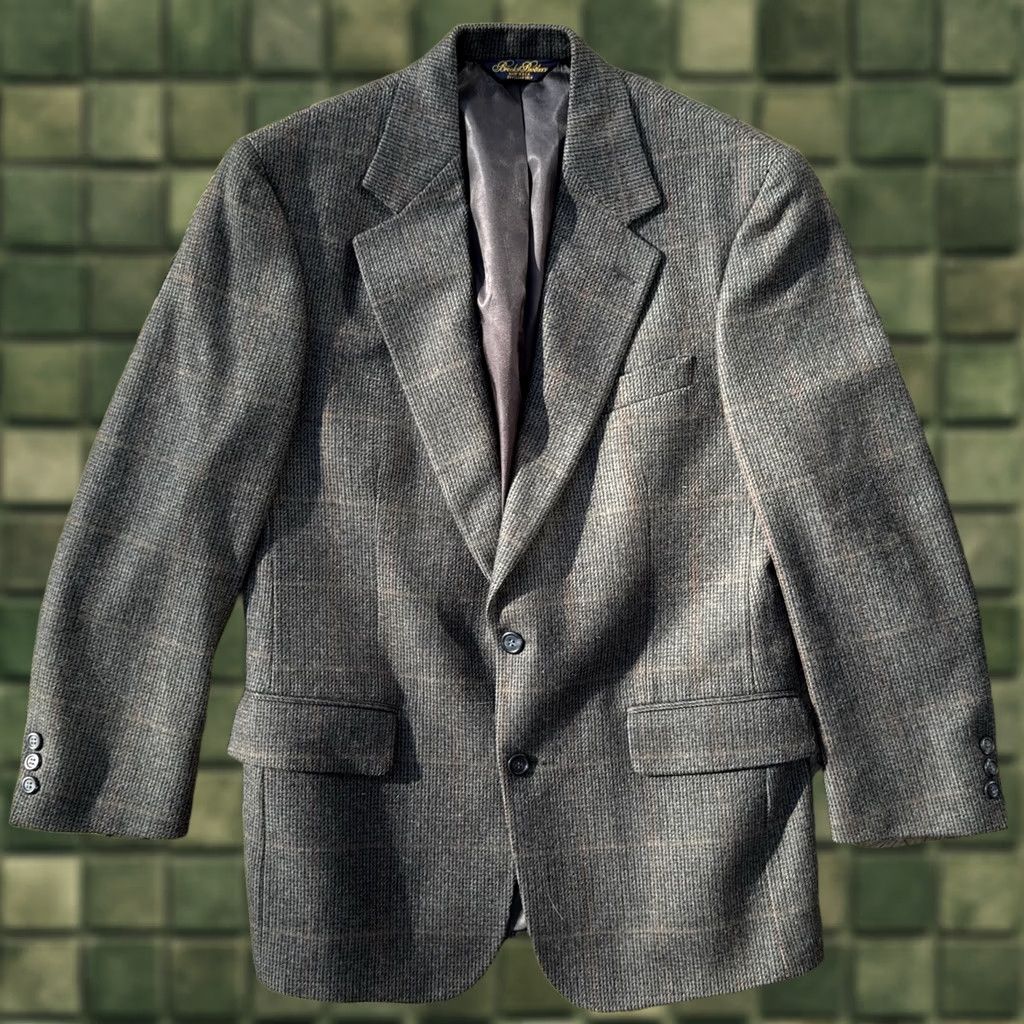 Brooks Brothers Brooks Brothers USA Made Wool Tweed Blazer Sport Coat Mens 44 Gray Silk Lining Regular Chest 44 Size 44R - 1 Thumbnail