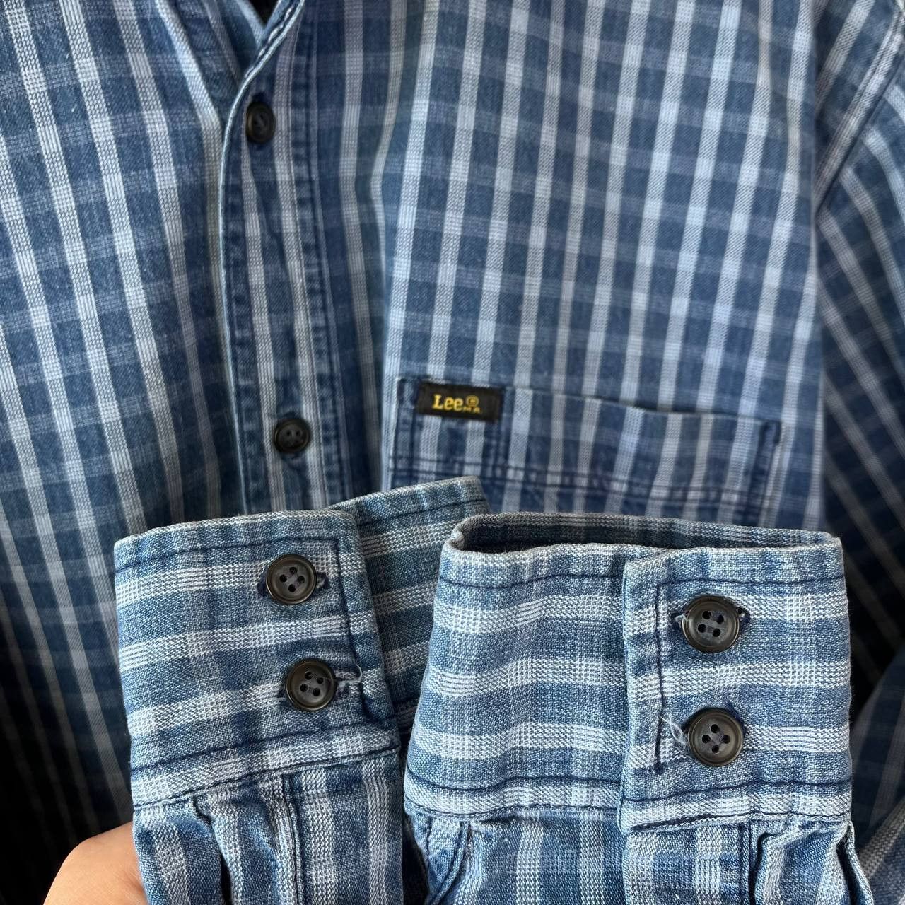 Lee 80s Lee Union Made Blue Denim Checkered Button Shirt Size US L / EU 52-54 / 3 - 6 Thumbnail