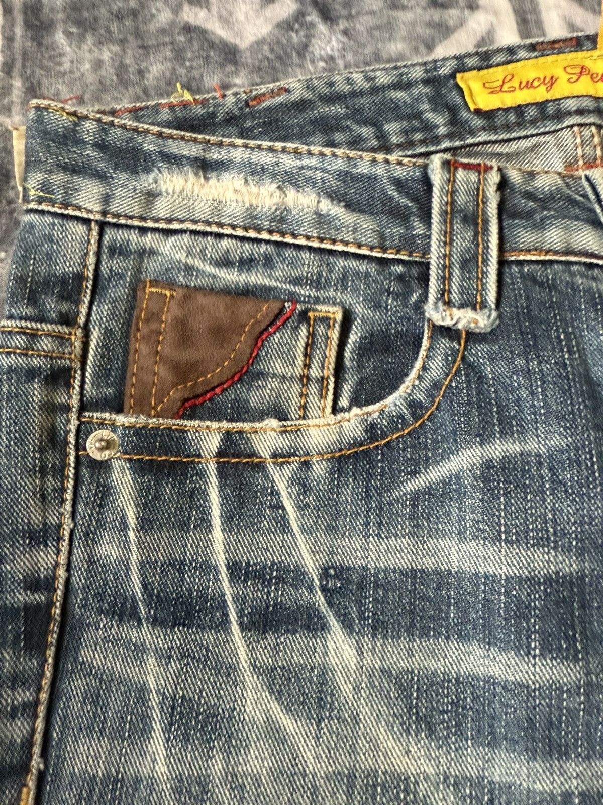 Hysteric Glamour Lucy Pearl Patch Work Leather Trimmed Shashiko Flared Jeans Size US 27 - 12 Thumbnail
