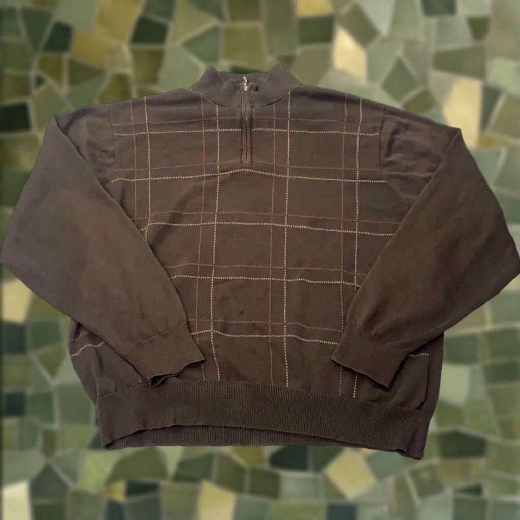 Talbots VINTAGE: No — Talbots Sweater Mens Large Brown 1/4 Zip Pullover Long Sleeve Pima Cotton Size US L / EU 52-54 / 3 - 1 Thumbnail