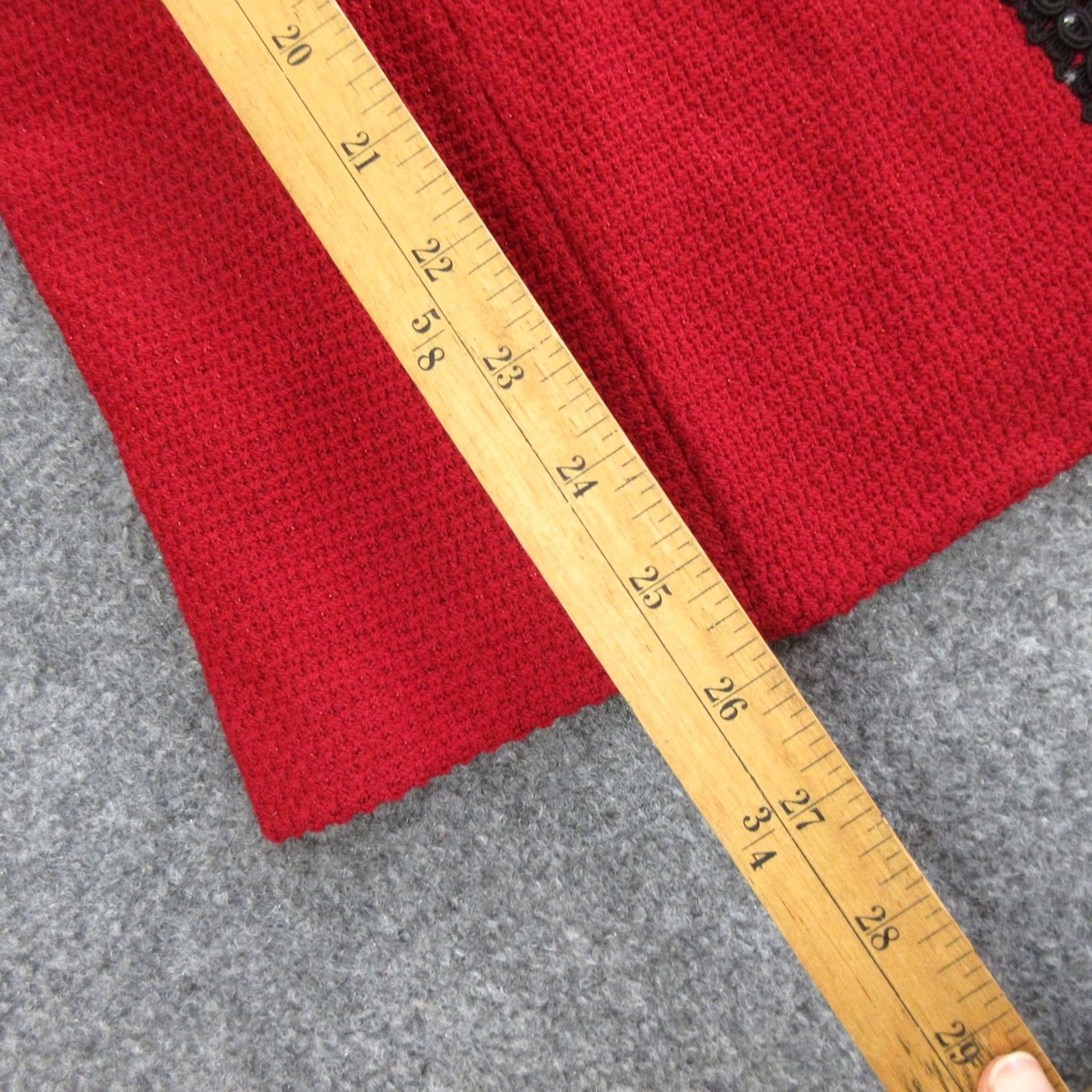 St. John St John Evening Blazer Womens 8 Red Knit Beaded Trim Open Front Wool Jacket Blazer Size M / US 6-8 / IT 42-44 - 5 Thumbnail