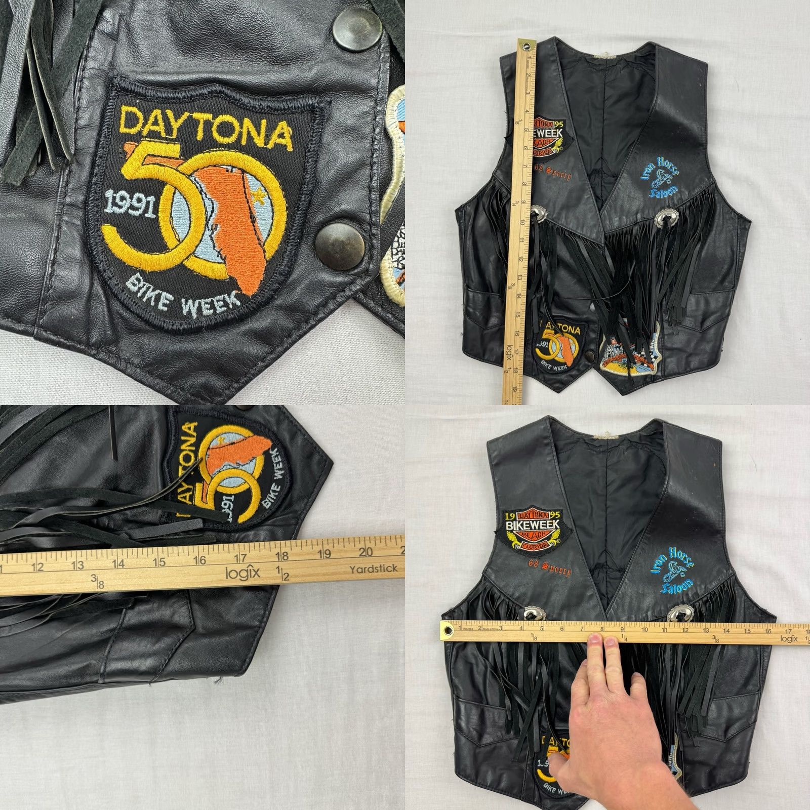 Harley Davidson VINTAGE Leather Biker Vest Womens M Black Harley Davidson 90s Patches Travel Casual Men? Womens Size M / US 6-8 / IT 42-44 - 8 Thumbnail