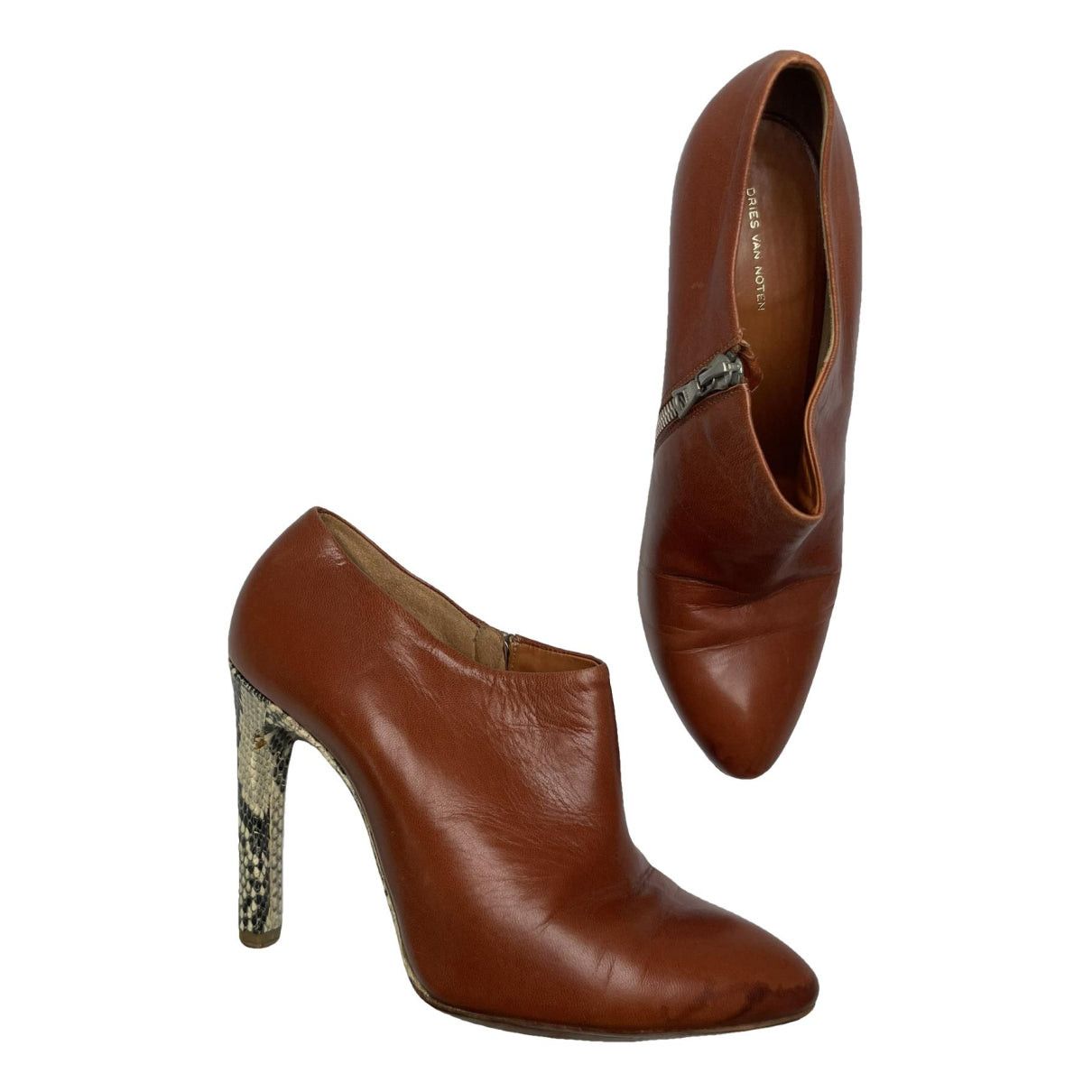 Dries Van Noten Brown Leather Heel Size US 7.5 / IT 37.5 - 1 Thumbnail