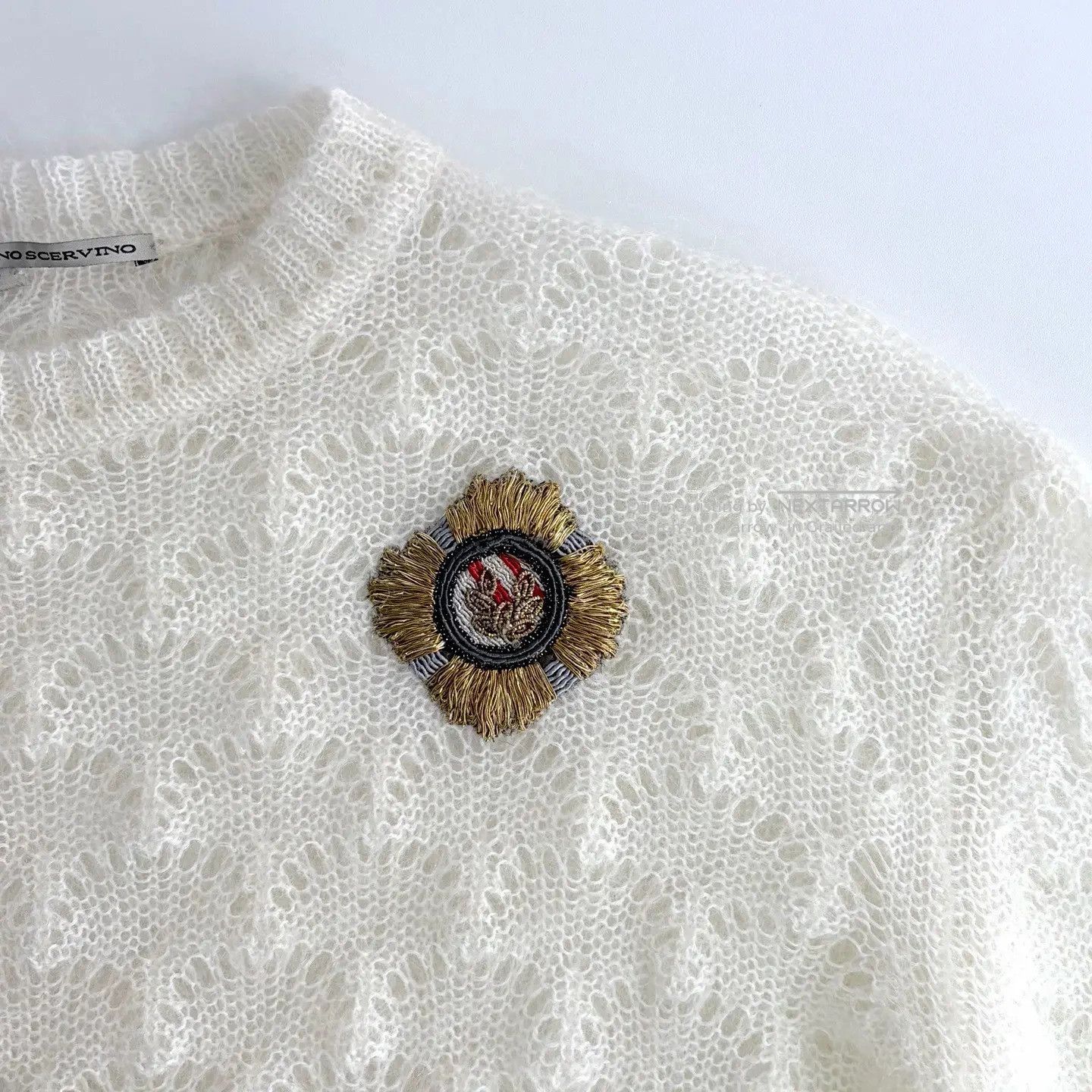 Ermanno Scervino White Badge Lace Knit Top, Women's (Size Xs) — image 3 of 6