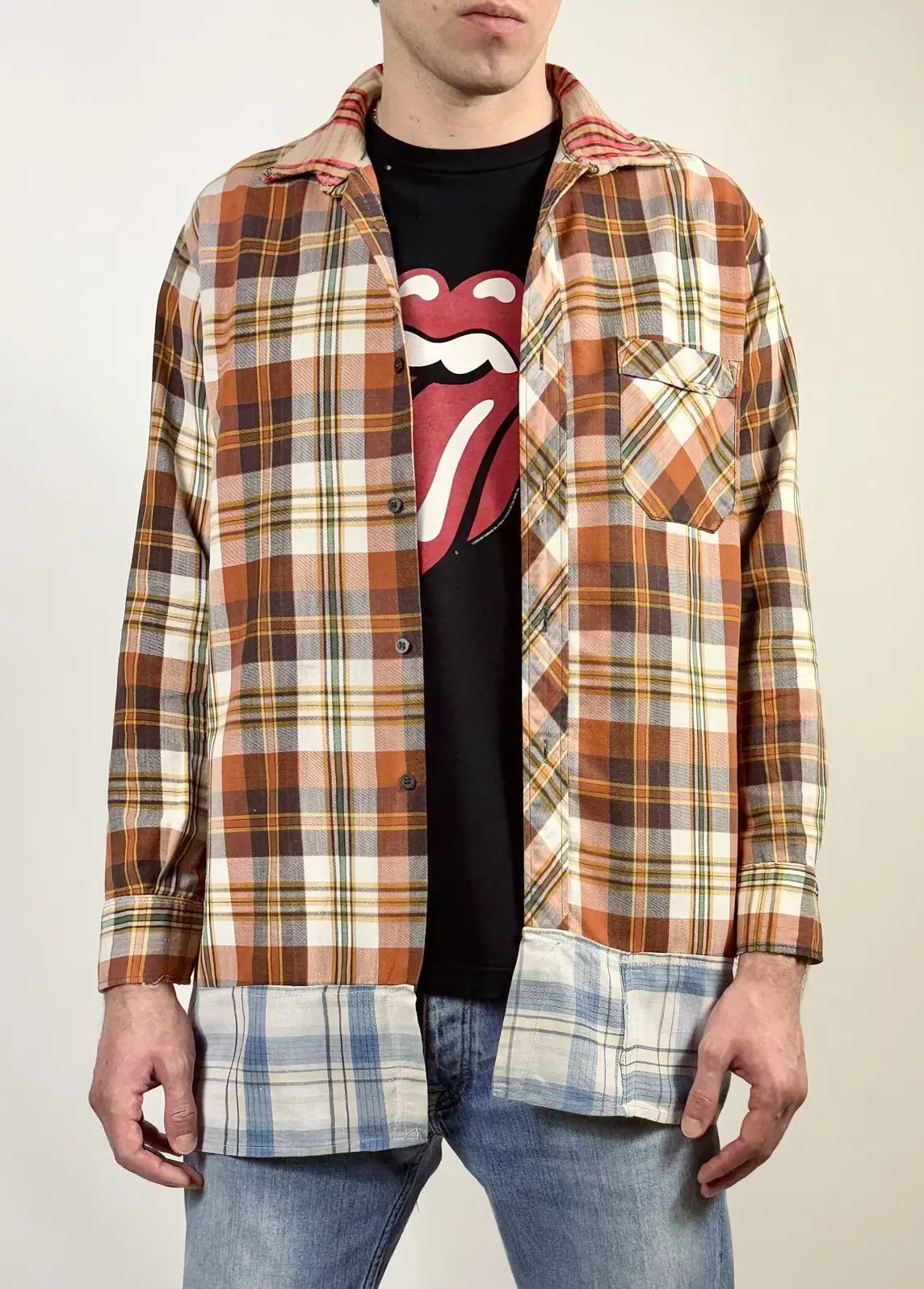 Vintage 80s Vintage Flannel Distressed Reconstructed Check Shirt Size US L / EU 52-54 / 3 - 3 Thumbnail