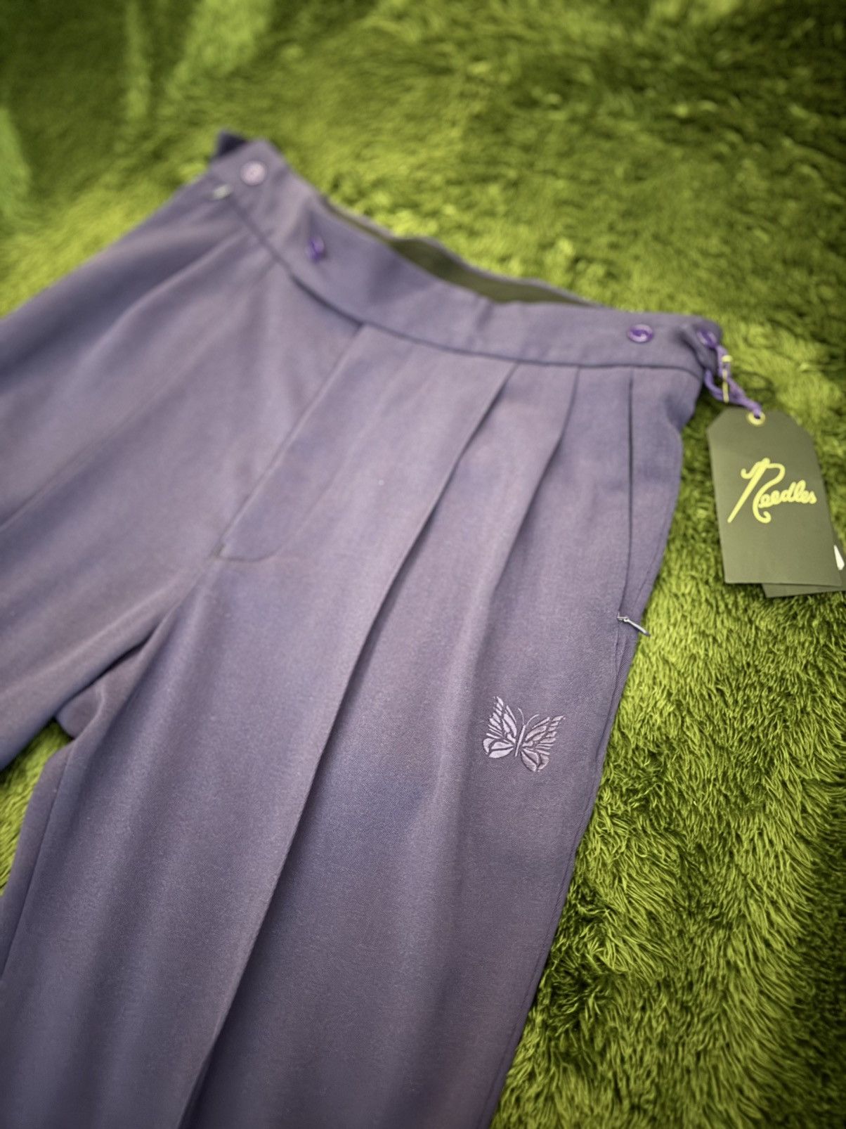 Needles M] Needles Side Tab Wool-Poly Blend Slacks Purple Size US 32 / EU 48 - 2 Thumbnail