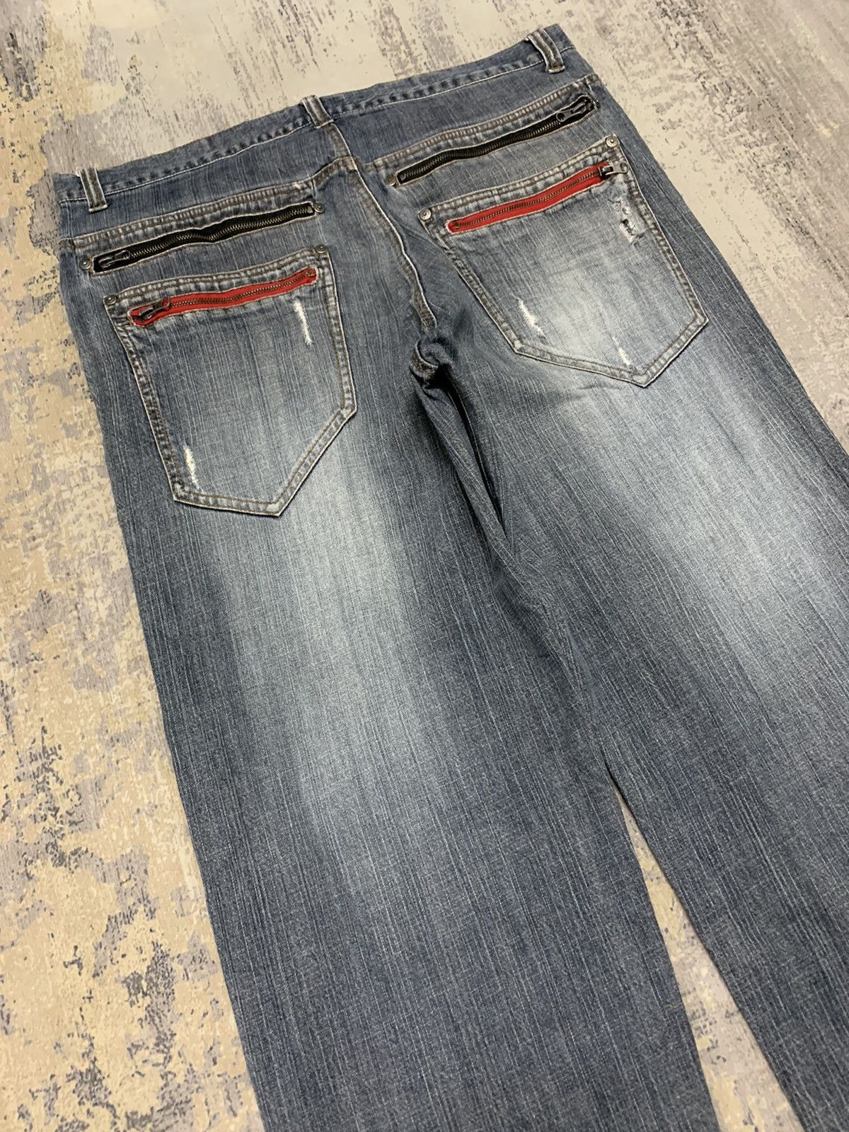 Japanese Brand Alasko Baggy Wide Leg Distressed Denim Jeans Y2K Streetwear Size US 39 - 11 Thumbnail