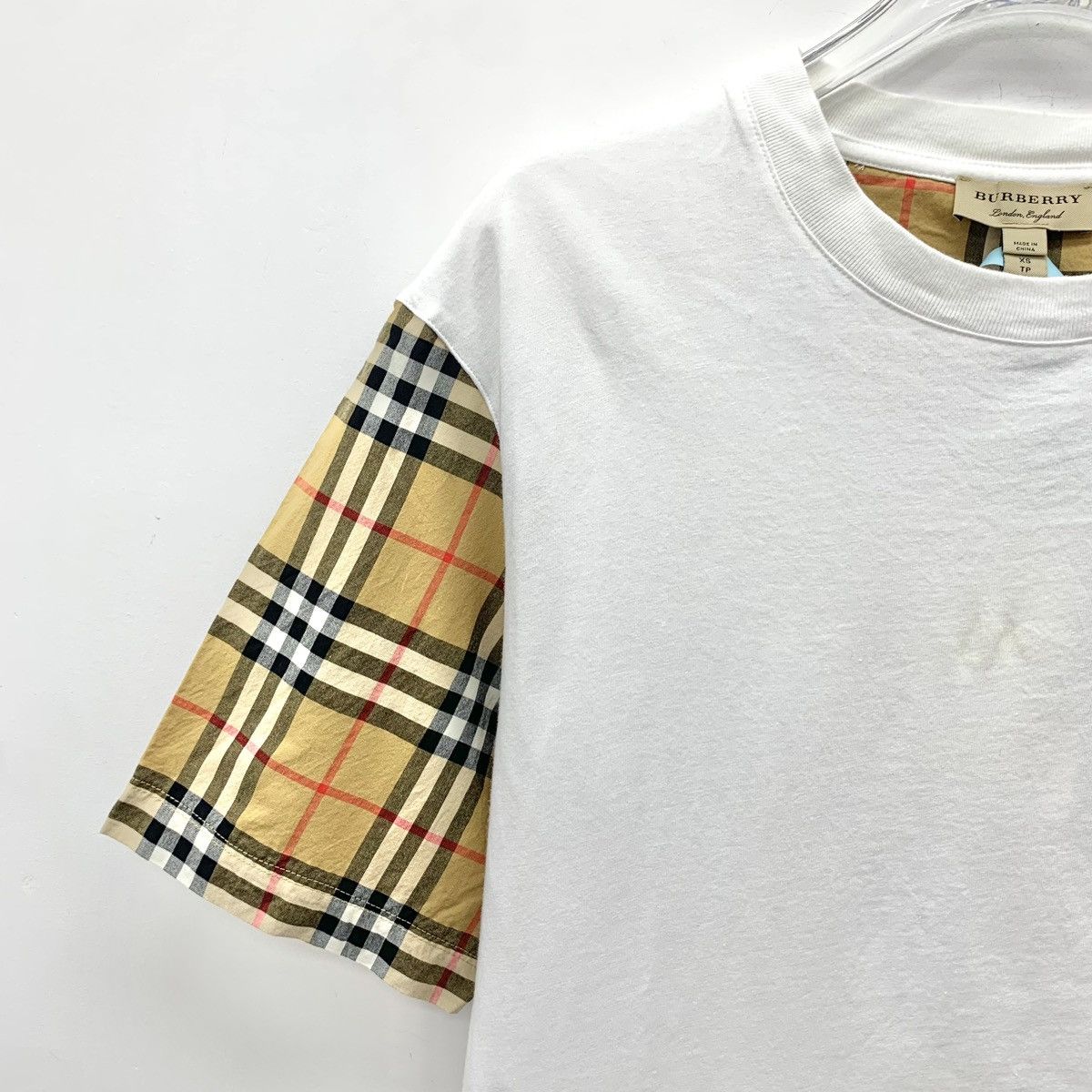 Burberry Burberry White Check Panel Short Sleeve T-Shirt K26WX Size XS / US 0-2 / IT 36-38 - 3 Thumbnail