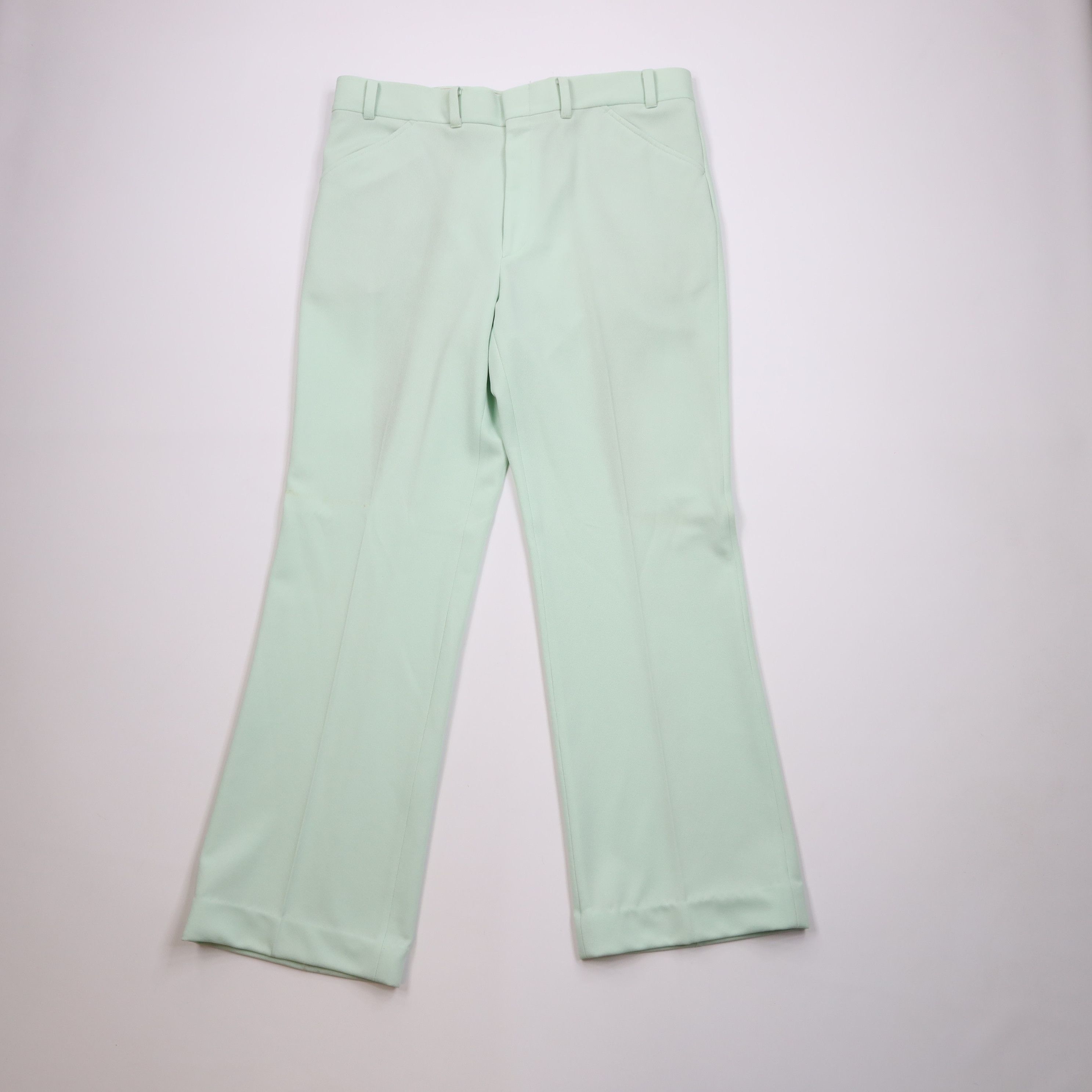 Vintage Vintage 60s 70s Streetwear Knit Bell Bottoms Pants Green USA Size US 38 / EU 54 - 1 Thumbnail