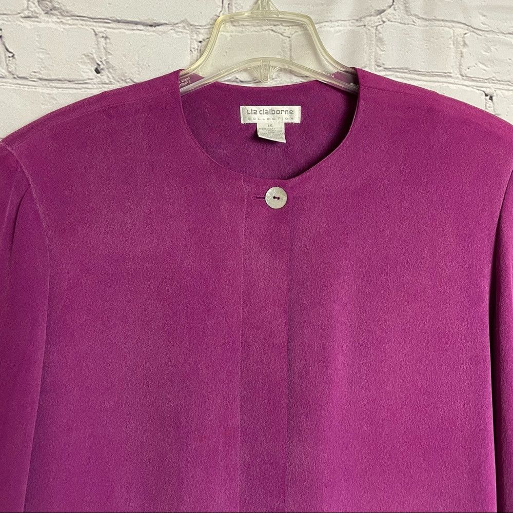 Other Vintage Liz Claiborne Silk Berry Wine Jacket Shirt Size 14 Size XL / US 12-14 / IT 48-50 - 2 Thumbnail