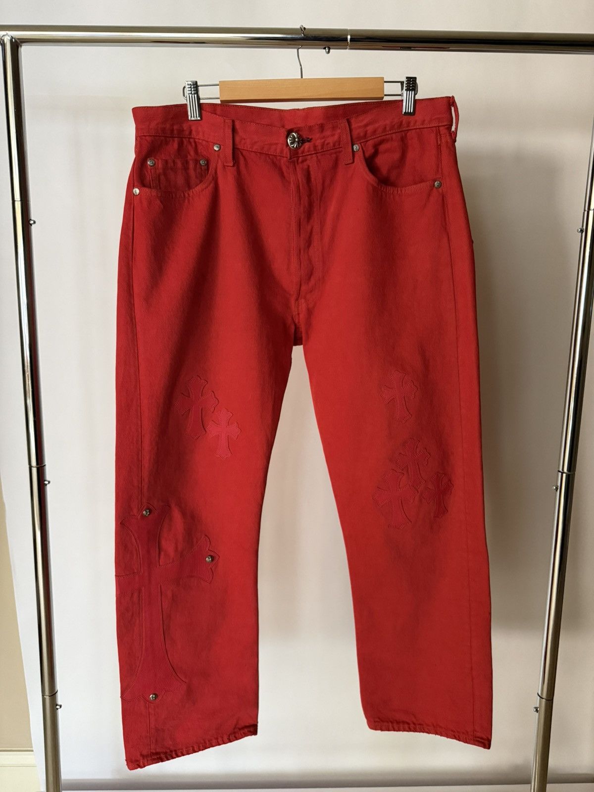 Chrome Hearts Chrome Hearts Red Paris Exclusive Patch Denim Size US 34 / EU 50 - 1 Thumbnail
