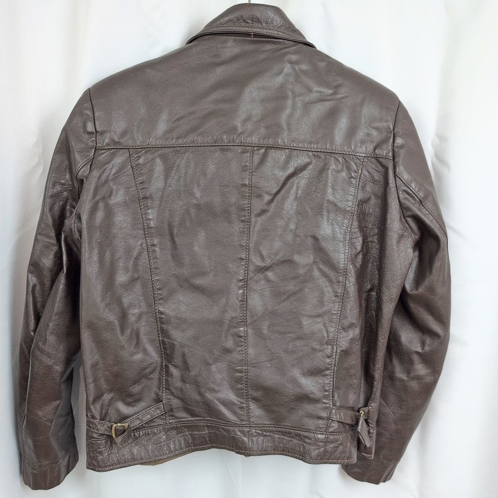 Sears Men's Vintage Brown Leather Insulated Jacket, 44 Size US L / EU 52-54 / 3 - 4 Thumbnail