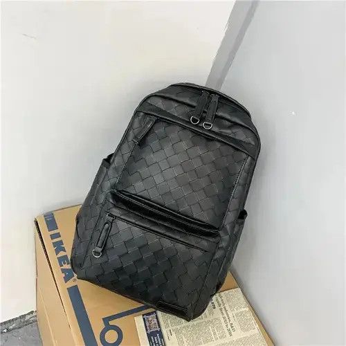 VIBE Black retro faux leather woven backpack bag Size ONE SIZE - 3 Thumbnail