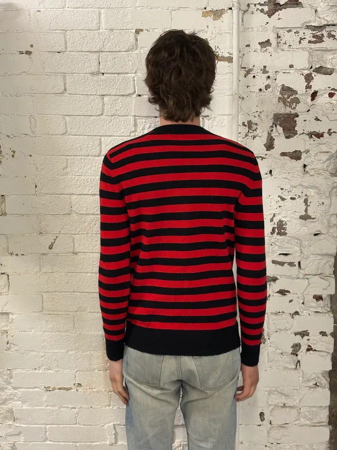 Givenchy AW2017 Givenchy Red Black Striped Cotton Sweater by Riccardo Tisci Size US S / EU 44-46 / 1 - 3 Thumbnail