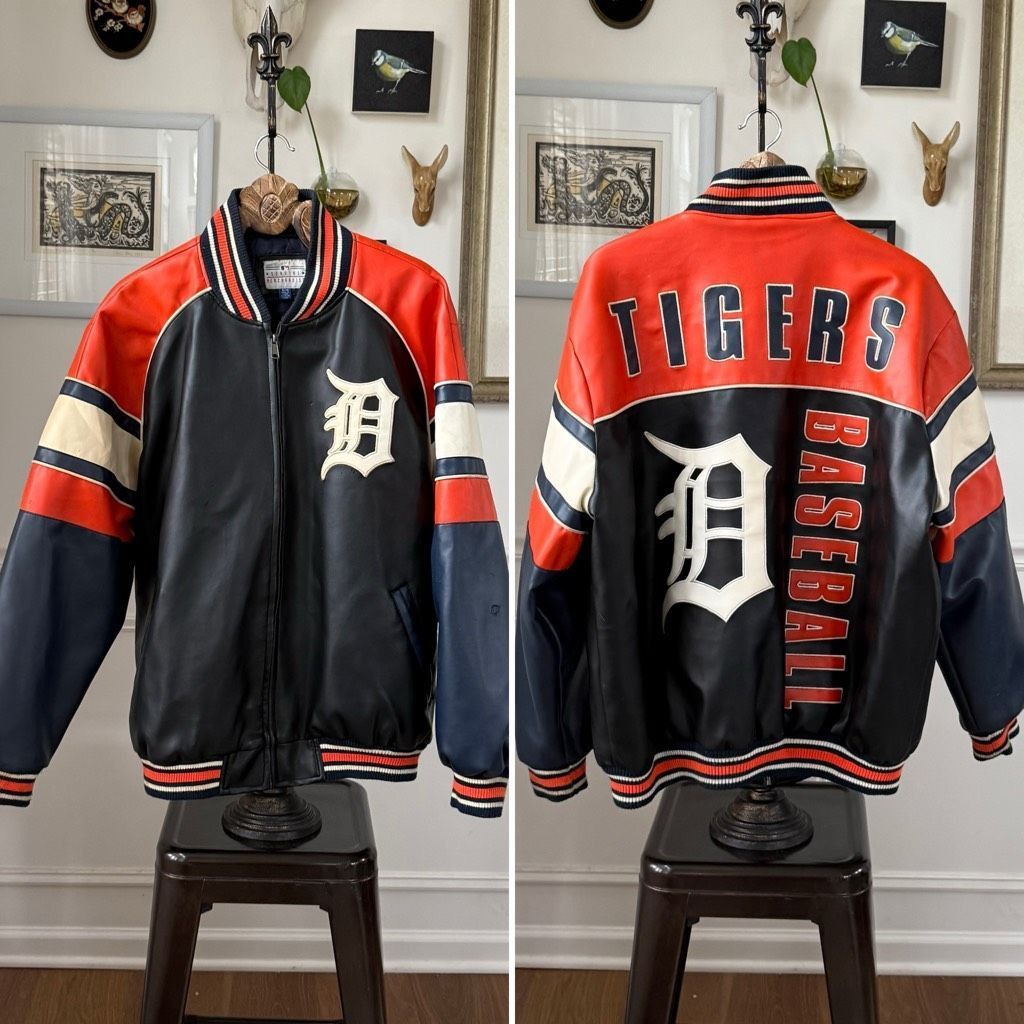 MLB Vintage 90s Official MLB Detroit Tigers Baseball Faux Leathe Size US XL / EU 56 / 4 - 1 Thumbnail