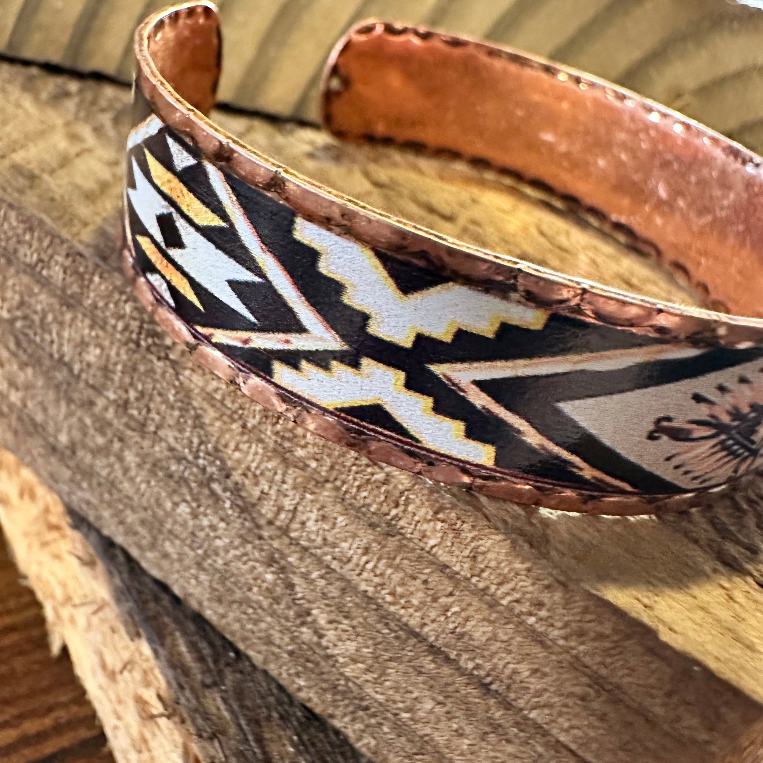 Other Handmade Boho Native American Navajo Copper Narrow Cuff Brac Size ONE SIZE - 5 Thumbnail