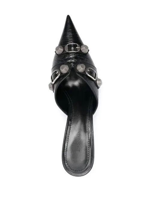 Balenciaga o1s1rm1024 Cagole 70mm Mules in Black/Silver Size US 10 / IT 40 - 6 Thumbnail