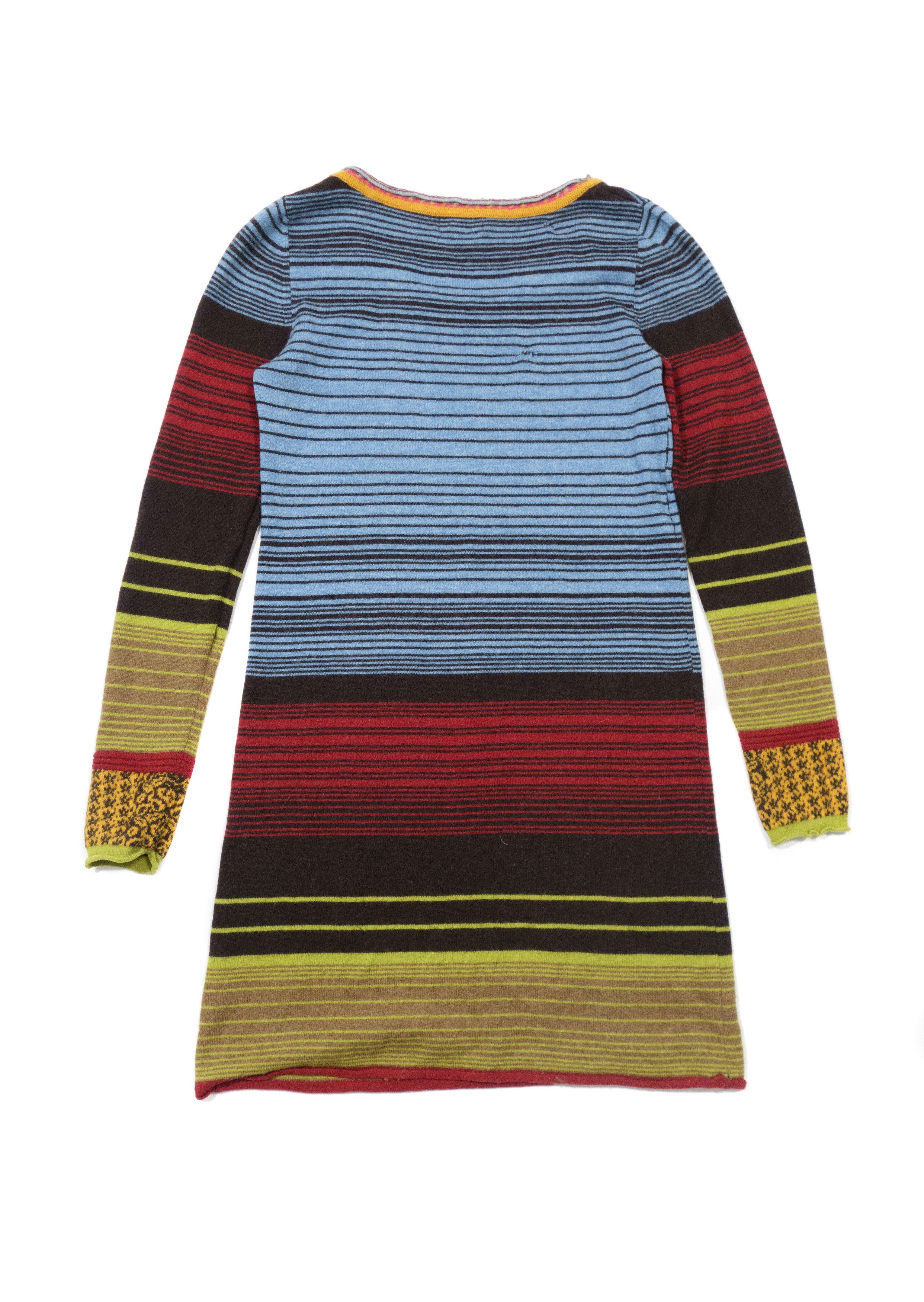 Other IVKO Striped Wool Knit Dress Floral Intarsia Pattern Y2K Size S / US 4 / IT 40 - 2 Thumbnail