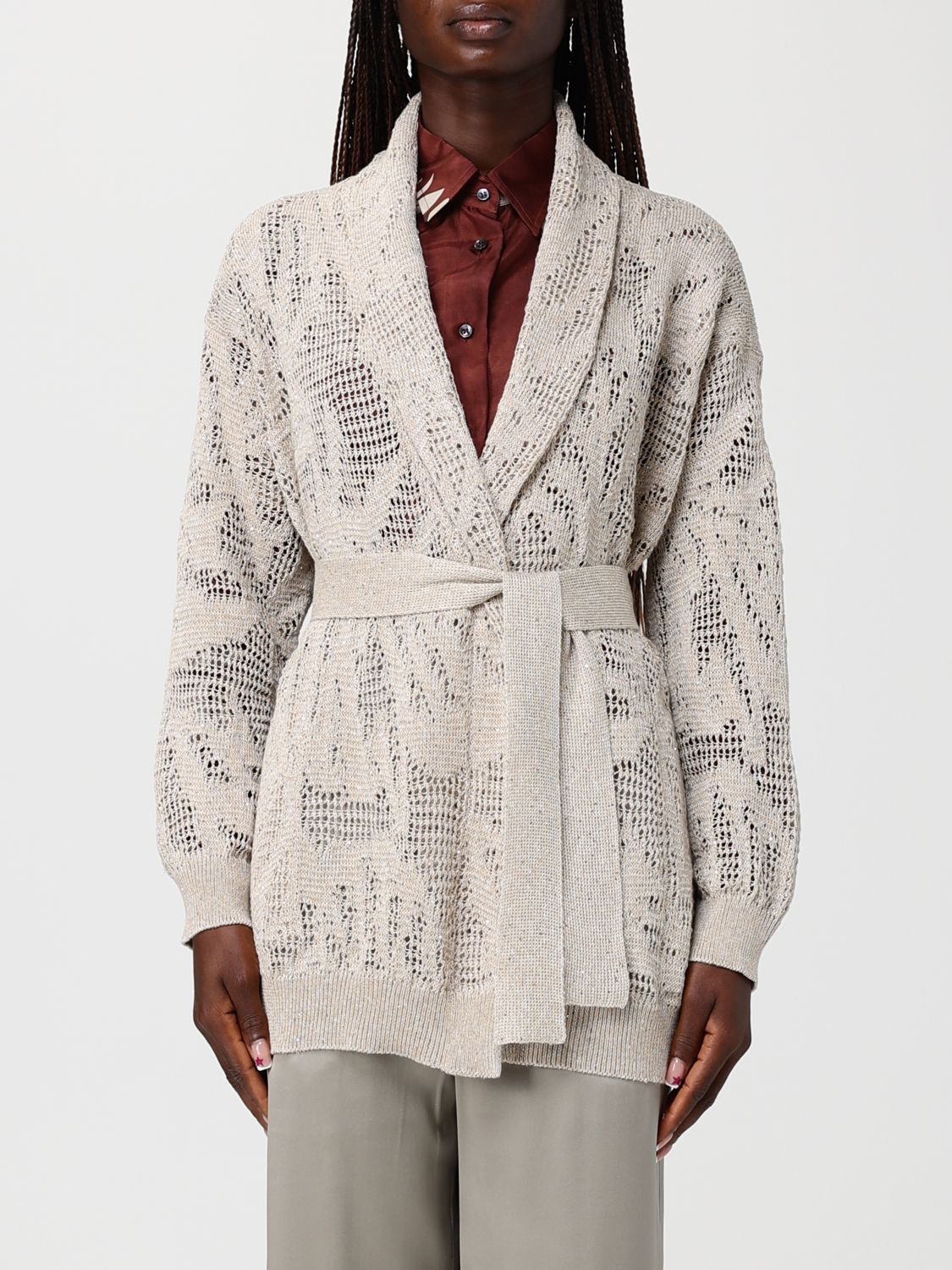 Brunello Cucinelli Brunello Cucinelli Sweater Woman Beige Size L / US 10 / IT 46 - 1 Thumbnail
