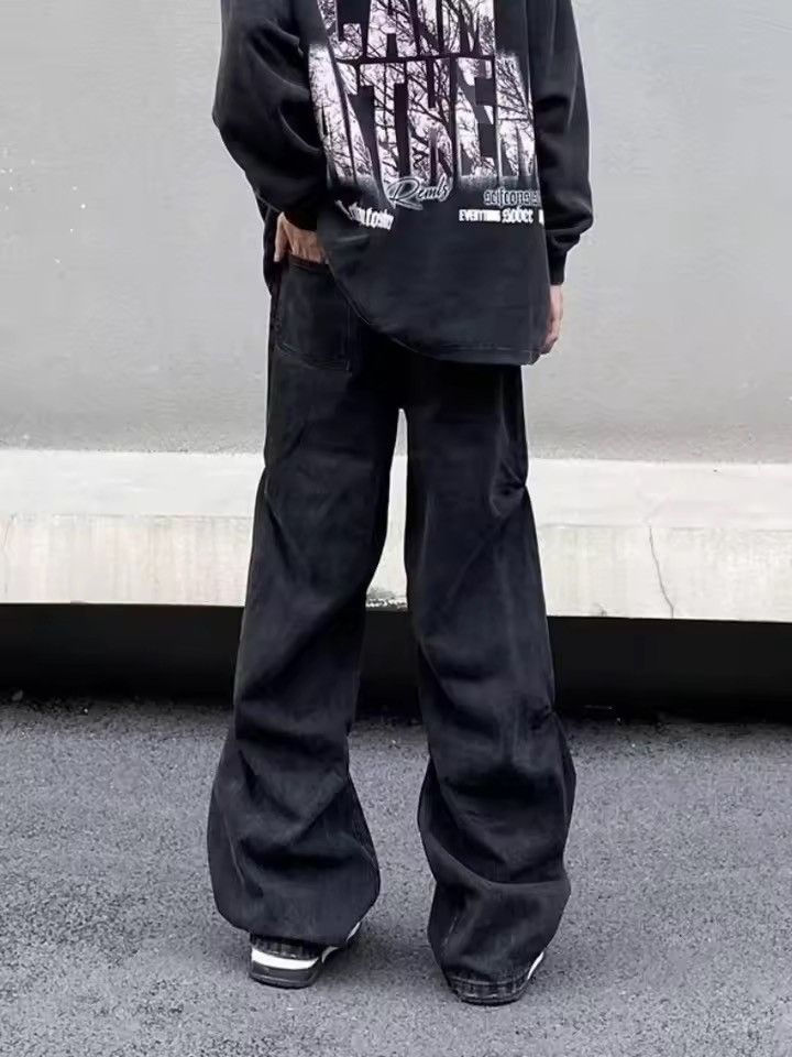 Japanese Brand Cyber Y2K Streetwear Cleanfit Black Baggy Pleated Jean Size US 27 - 7 Thumbnail