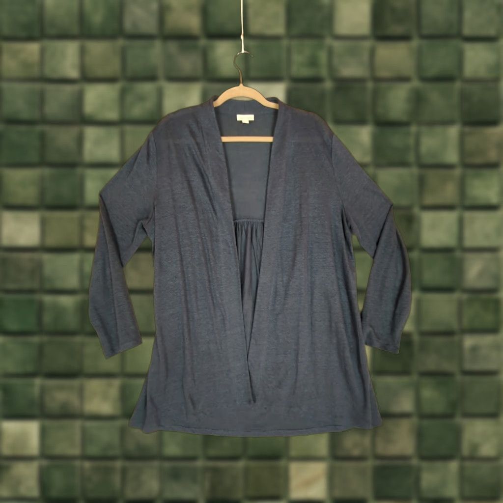 J. Jill J. Jill Cardigan Shirt Women L Blue Linen Open Neck Lightweight Bohemian Beachy Coastal L Womens Size L / US 10 / IT 46 - 1 Thumbnail