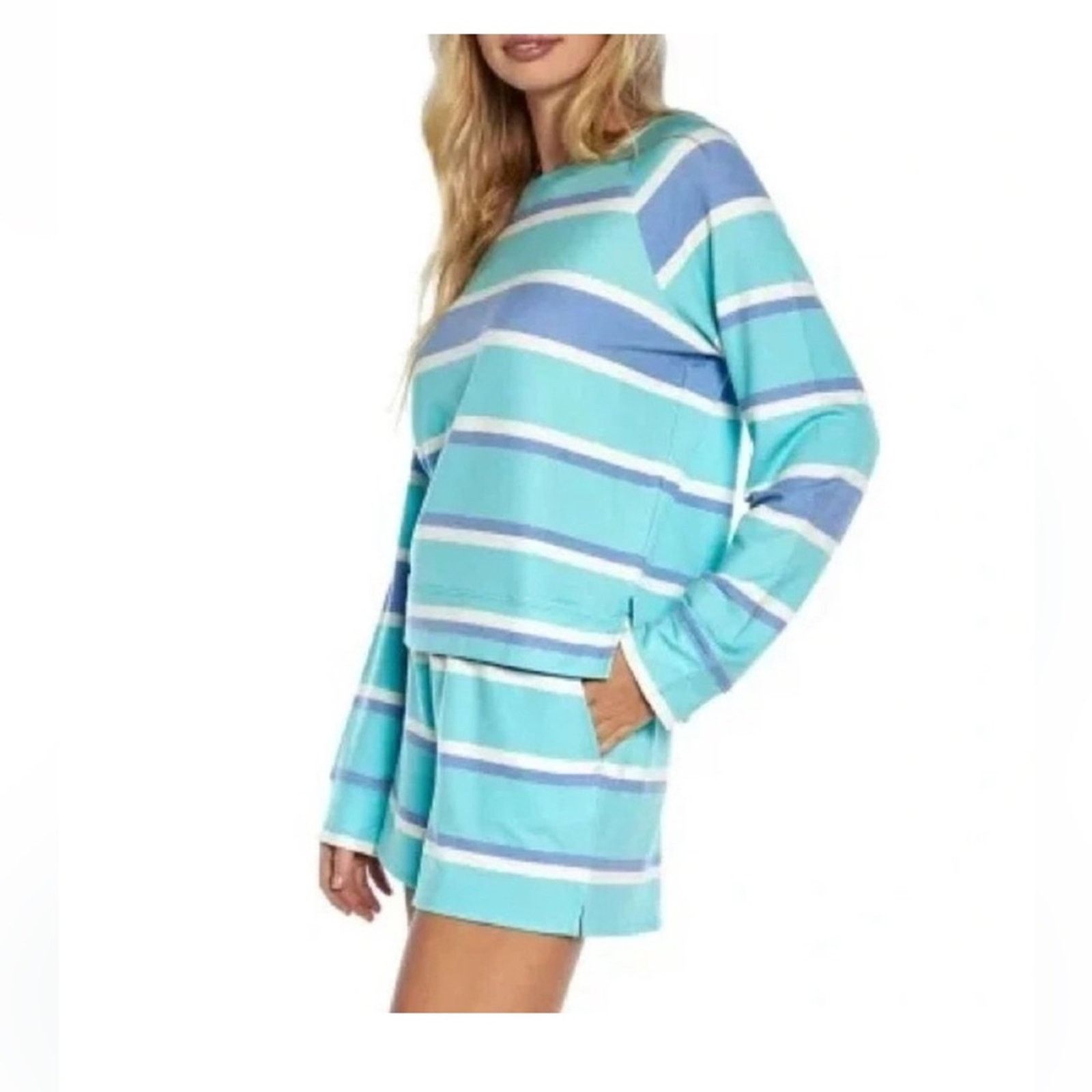 Wildfox NWOT Wildfox Blue and Green Striped Jogger Set $160 MSRP Size 30" / US 8 / IT 44 - 4 Thumbnail