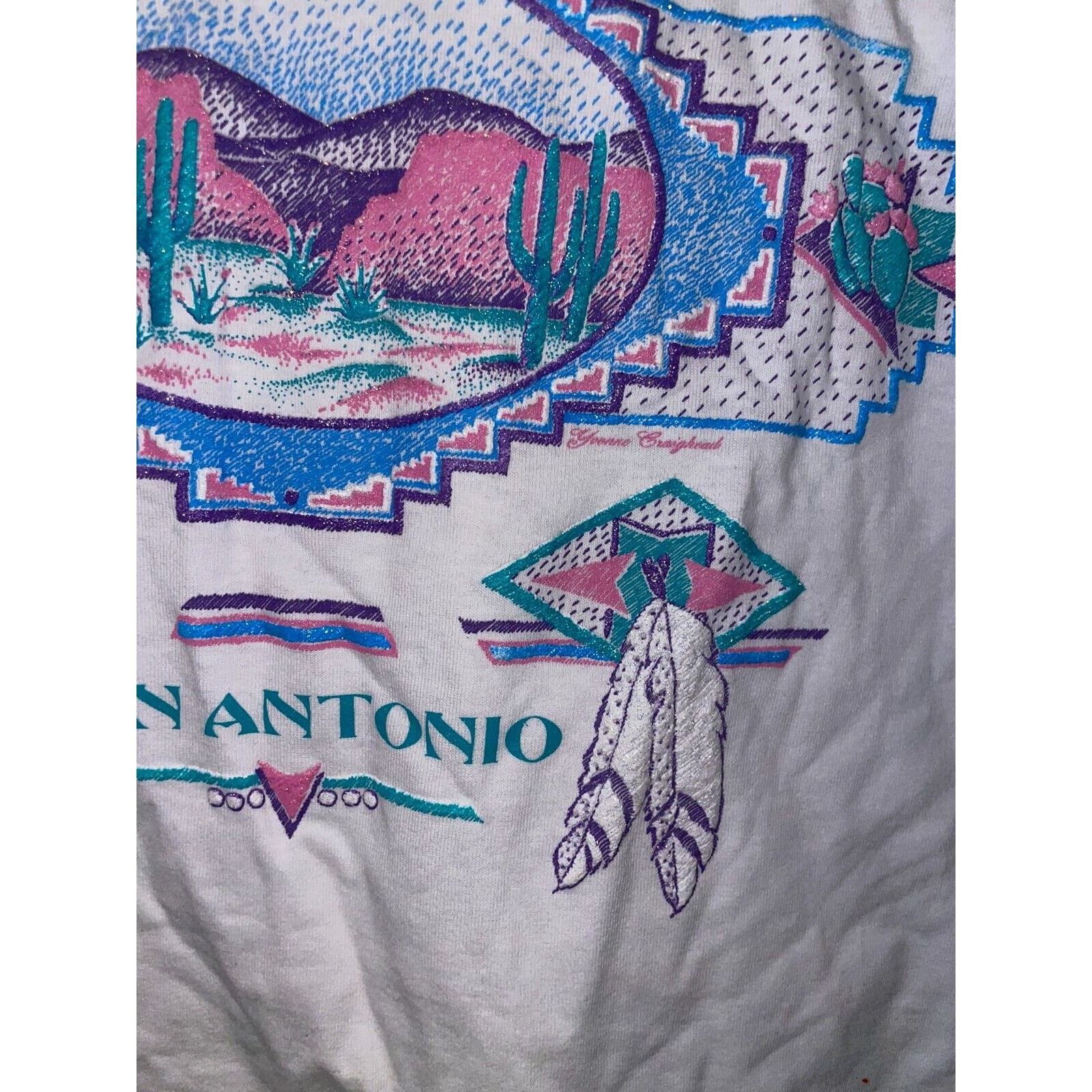 Jerzees Vintage Fiesta Texas San Antonio Shirt Graphic L White Tee Size US L / EU 52-54 / 3 - 6 Thumbnail