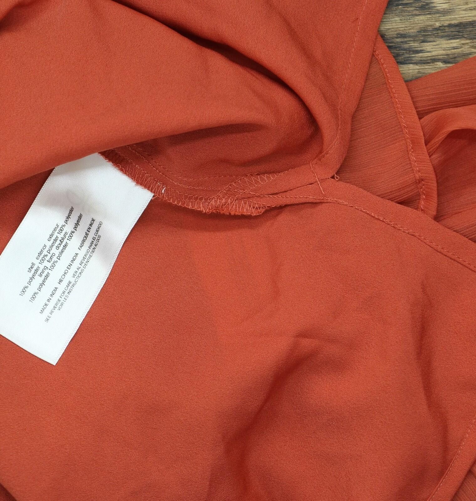 Other Nwt Sam Edelman Sleeve Button Front Top Blouse Red Orange S Size S / US 4 / IT 40 - 5 Thumbnail
