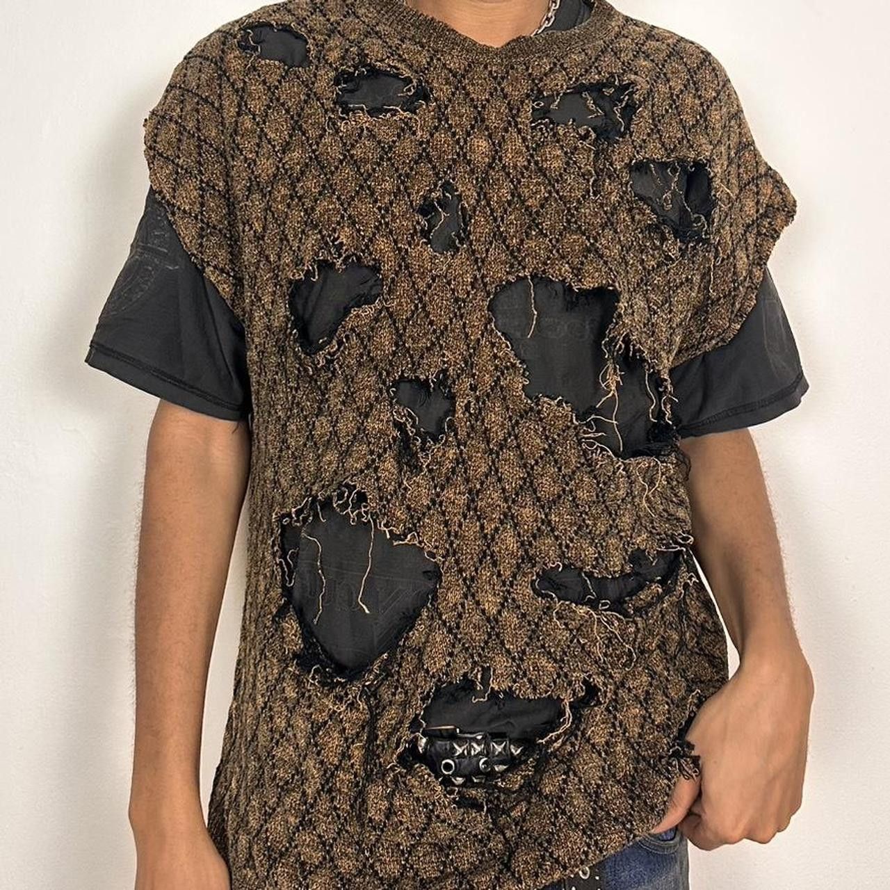 Other ASTROBOI* Grunge Sleeveless Brown Chenille Sweater - XL Size US XL / EU 56 / 4 - 2 Thumbnail