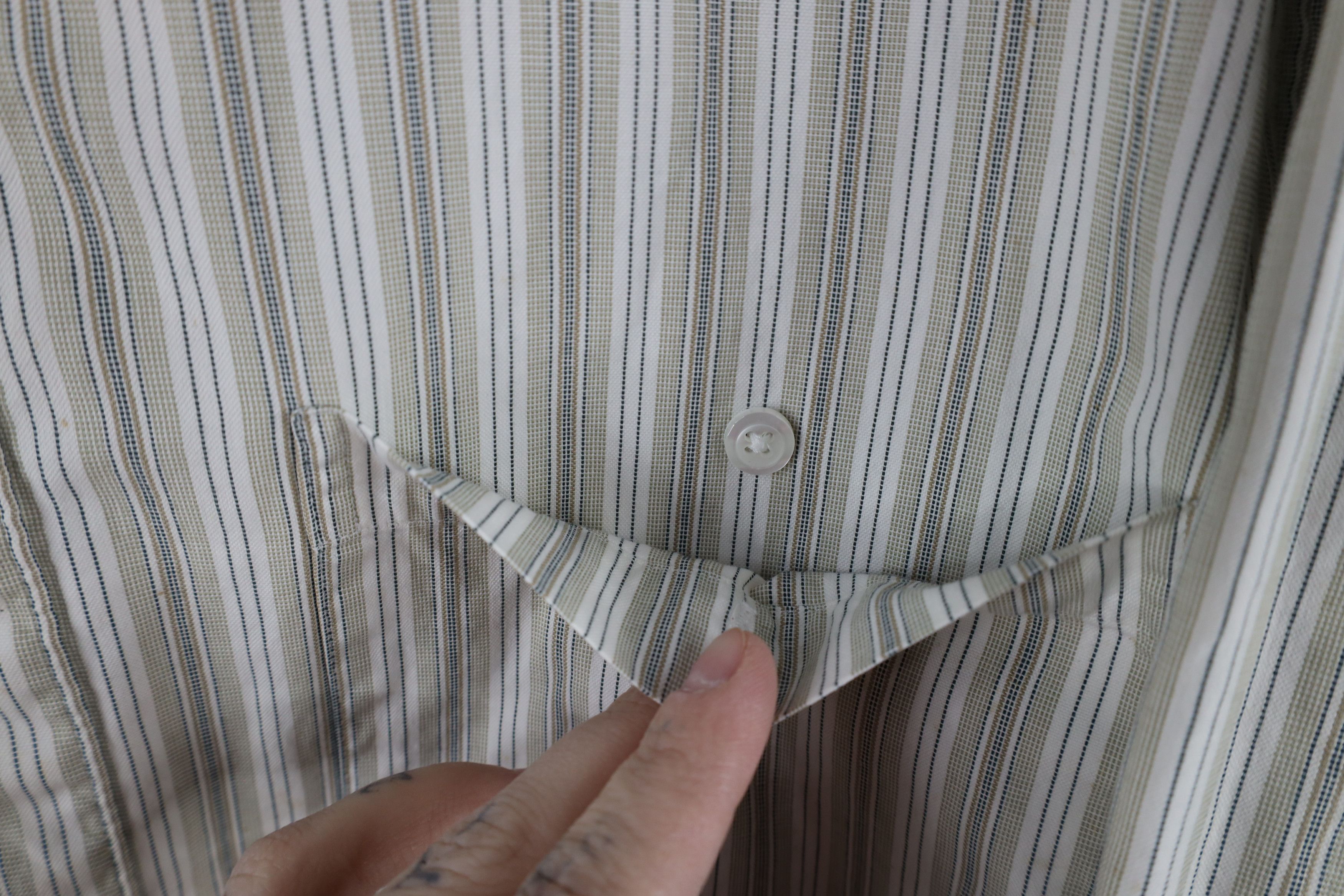Lands' End × Vintage Vintage 90s Lands End Band Collar Button Shirt Cotton Size US L / EU 52-54 / 3 - 5 Thumbnail