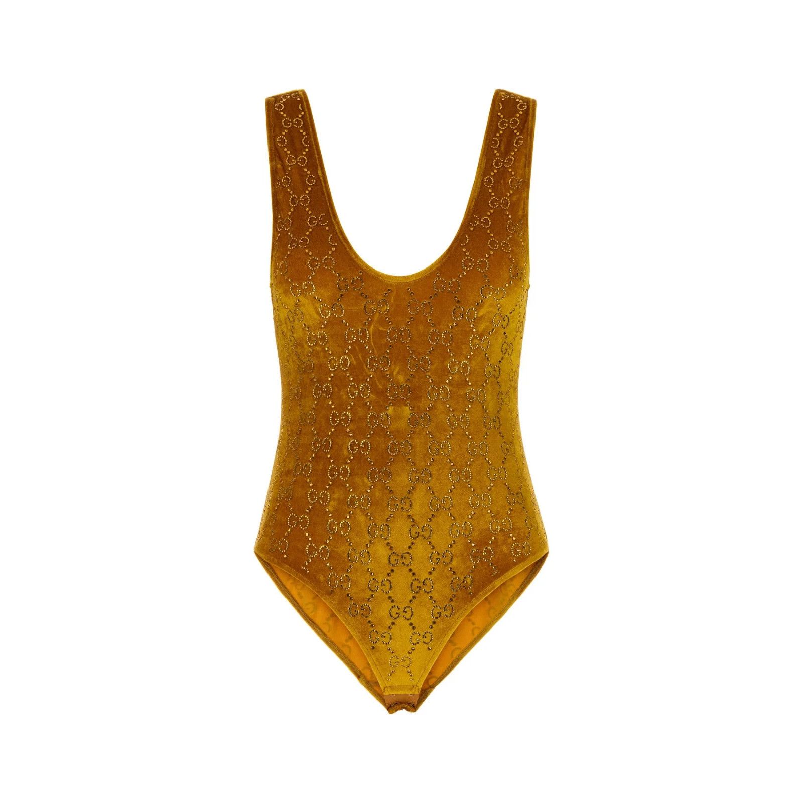 GUCCI Mustard Velvet Bodysuit New And Authentic (Women's siz