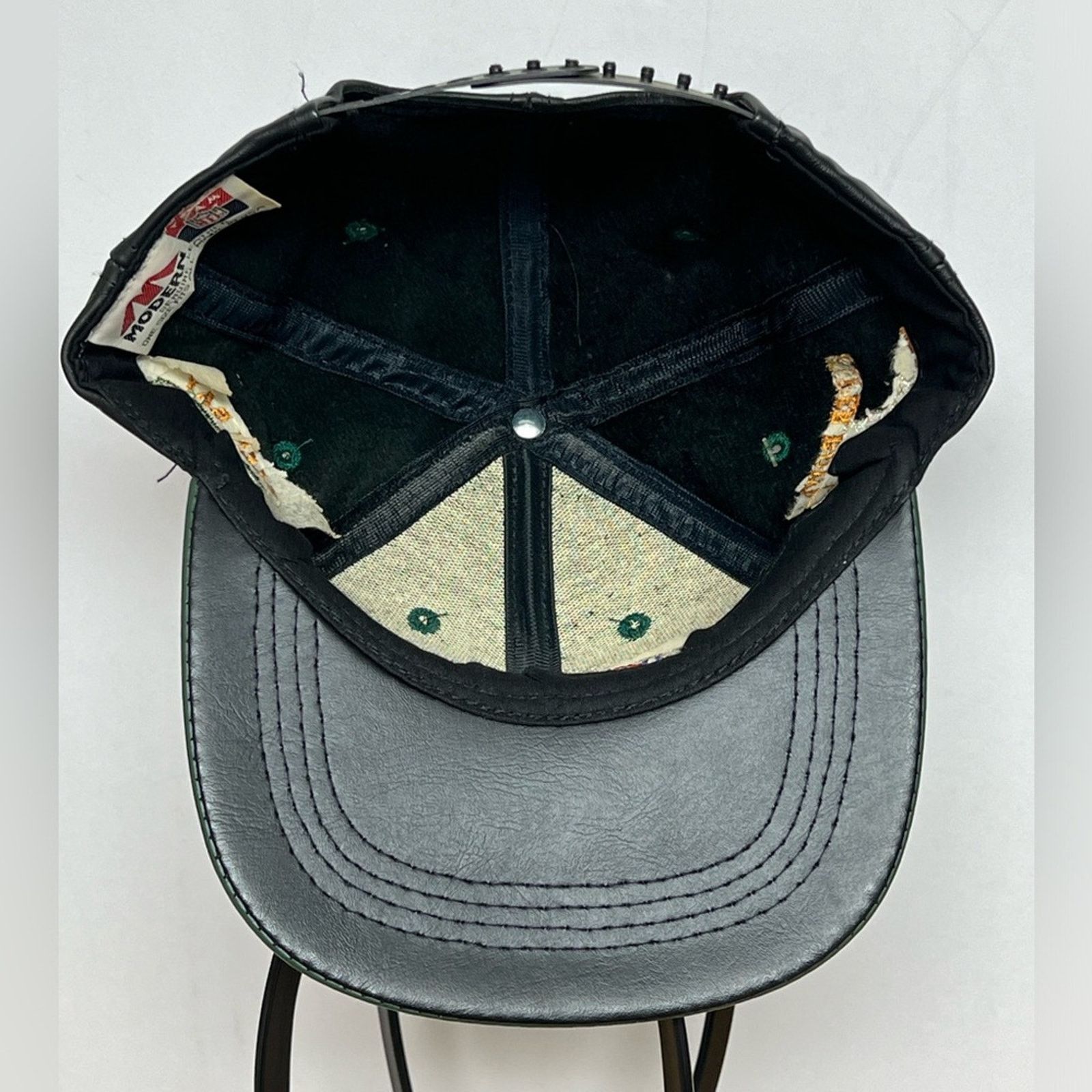 Vintage 90s Green Bay Packers Genuine Leather SnapBack Hat NWT USA Size ONE SIZE - 5 Thumbnail