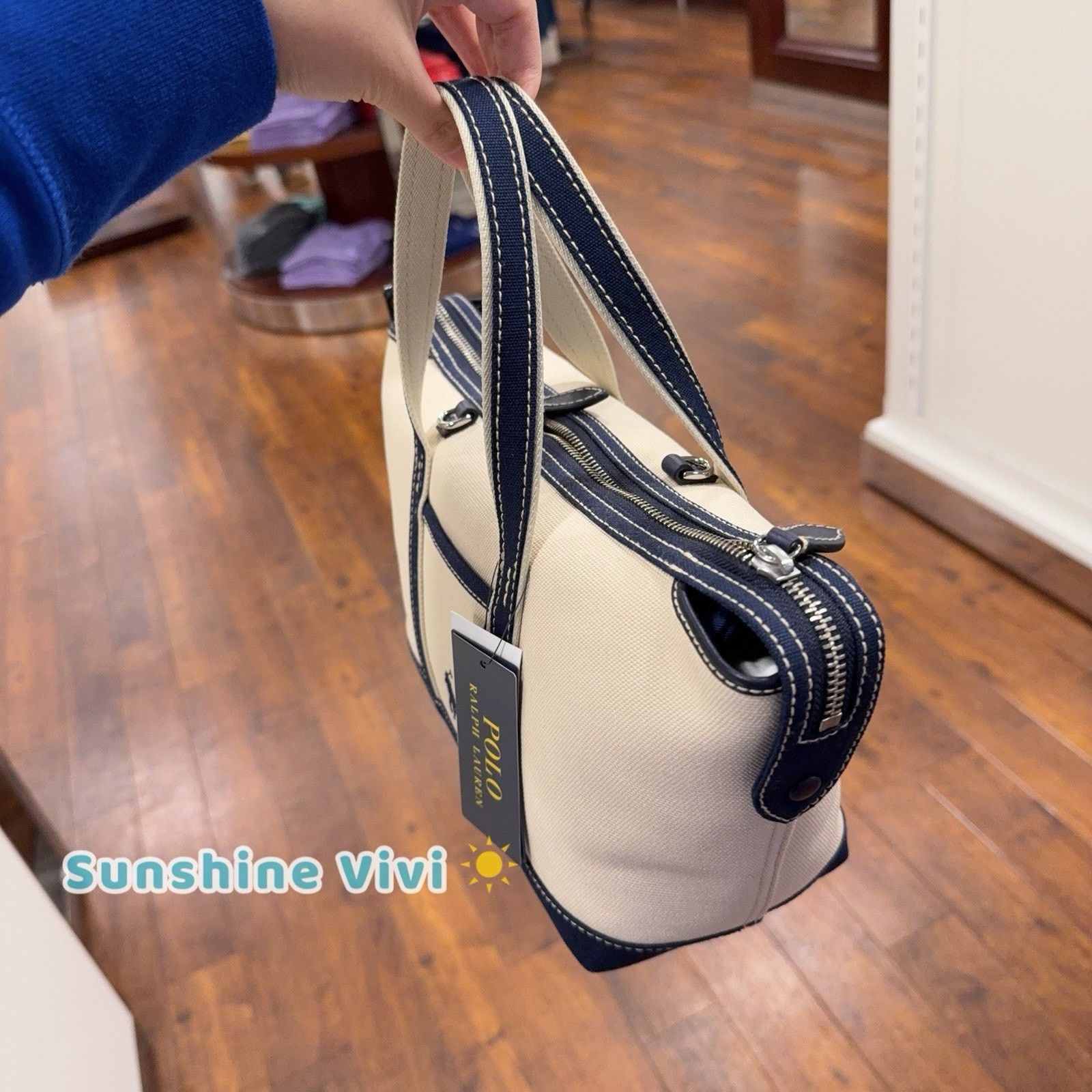 Polo Ralph Lauren NWT Polo Ralph Lauren Canvas Zip Tote Bag Crossbody Navy Size ONE SIZE - 4 Thumbnail