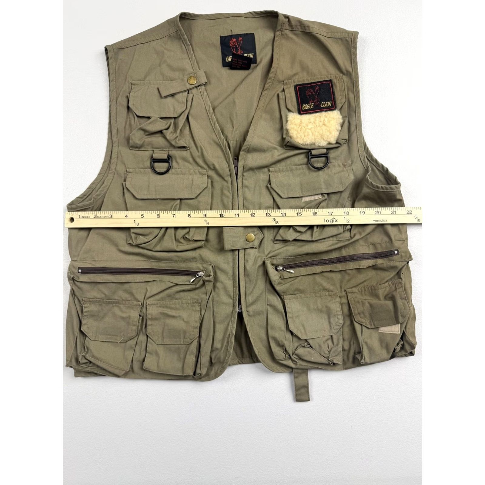 Vintage Eagle Claw Vest Mens S/M Green Canvas Full Zip Pockets Outdoor Fishing Utility Vest Size US S / EU 44-46 / 1 - 4 Thumbnail