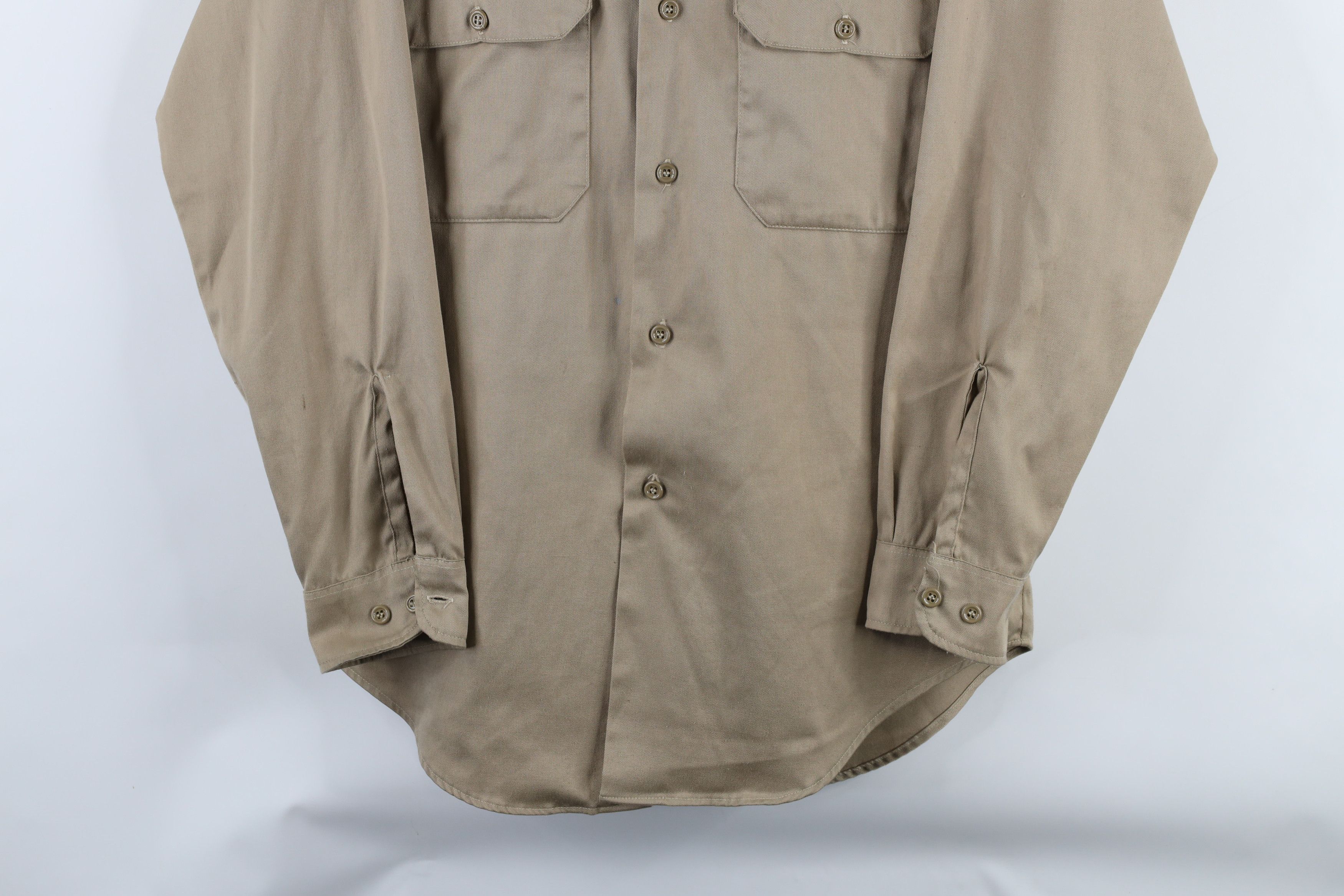 Vintage Vintage 70s Big Mac Workwear Collared Button Shirt Beige Size US L / EU 52-54 / 3 - 3 Thumbnail